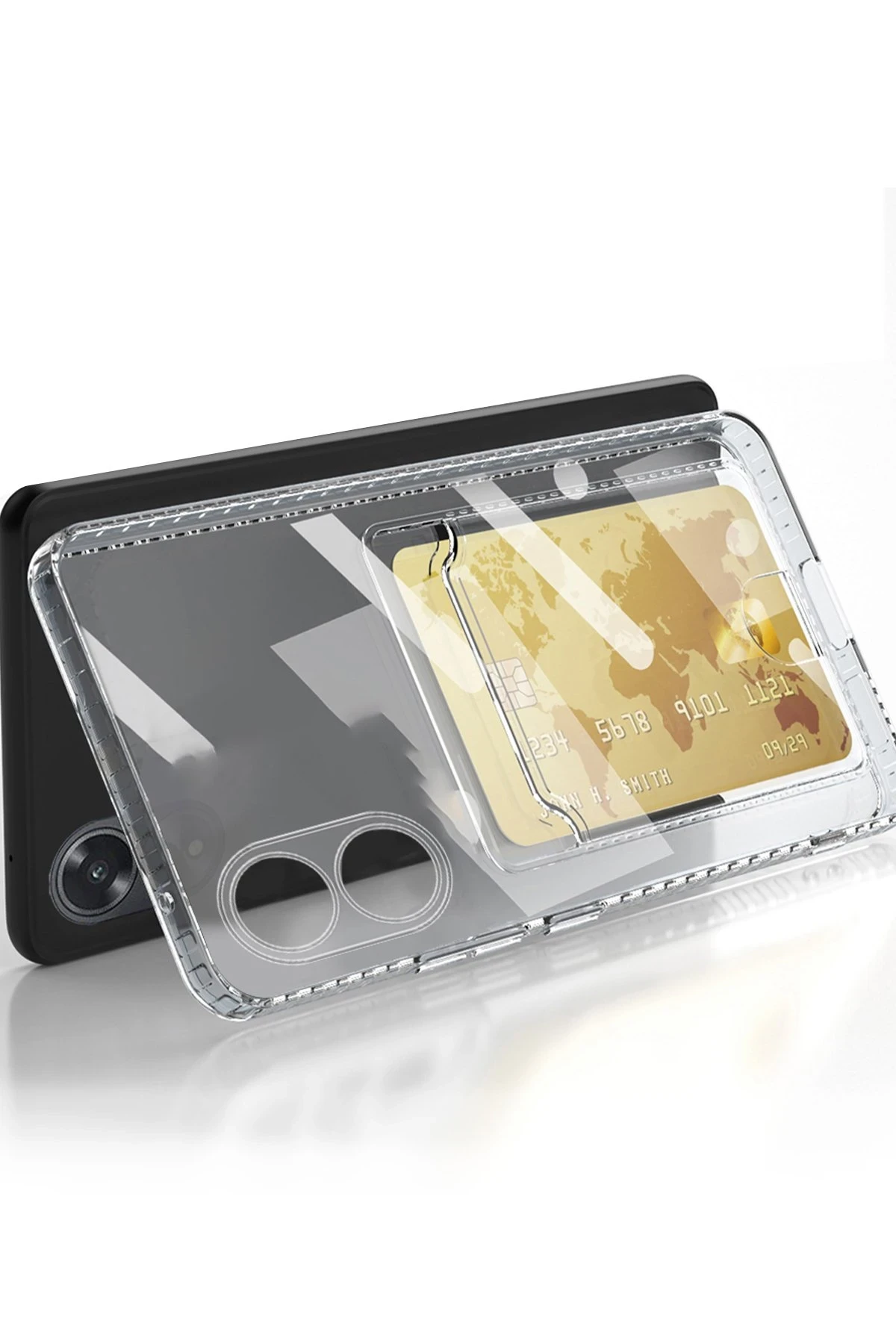 Newface Oppo A38 Kılıf Kart Şeffaf Silikon - Şeffaf