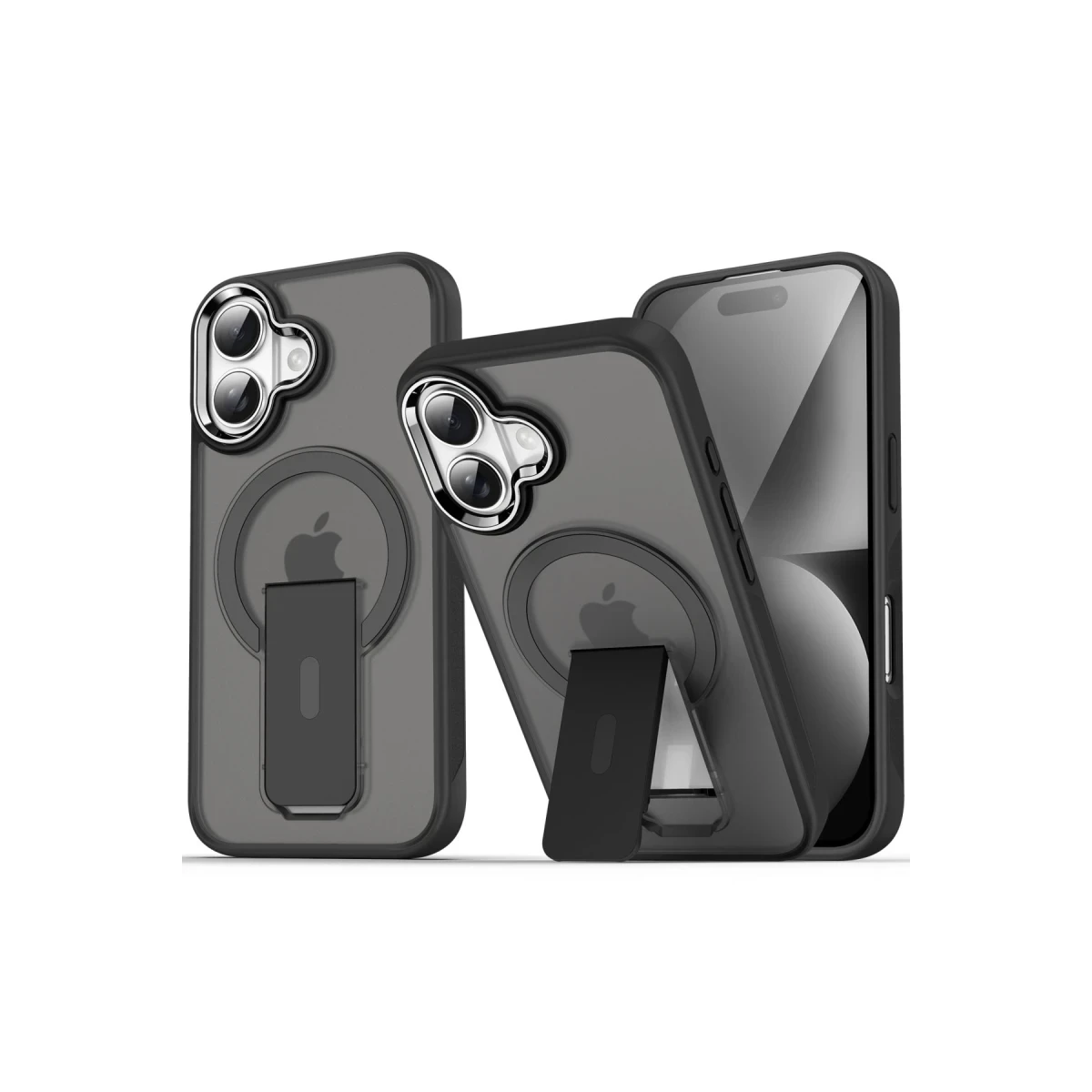 Newface Apple iPhone 16 Tork Magsafe Standlı Kapak - Siyah — görsel 4