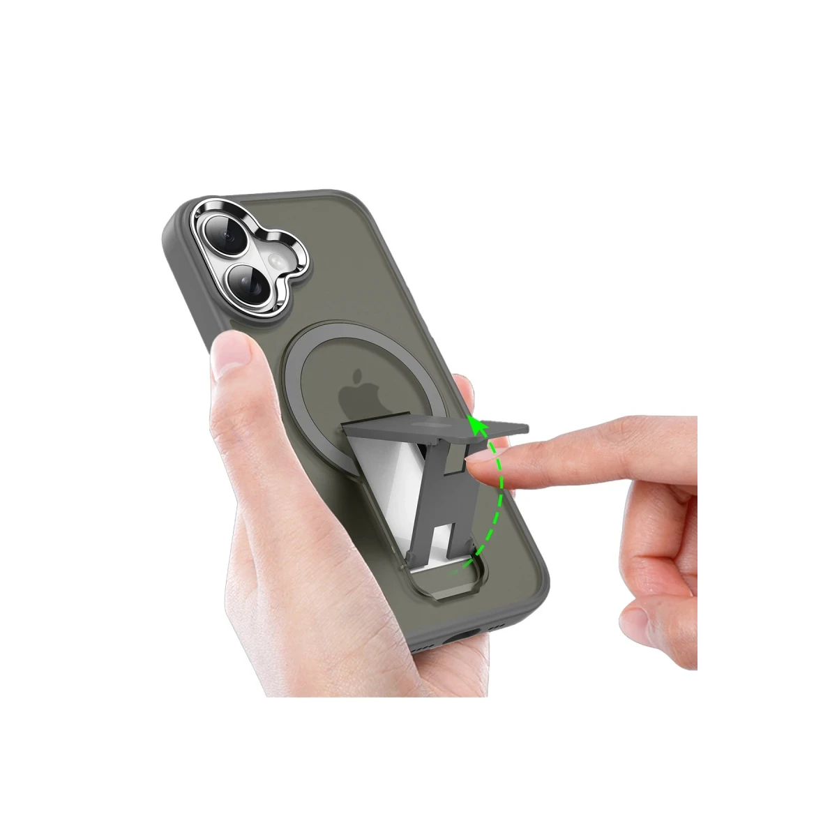 Newface Apple iPhone 16 Tork Magsafe Standlı Kapak - Siyah — görsel 5