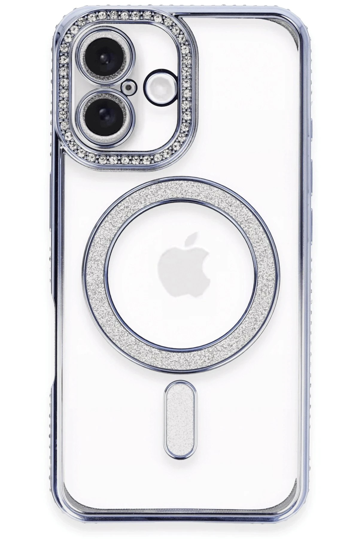 Newface iPhone 16 Kılıf Joke Simli Magneticsafe Kılıf - Mavi