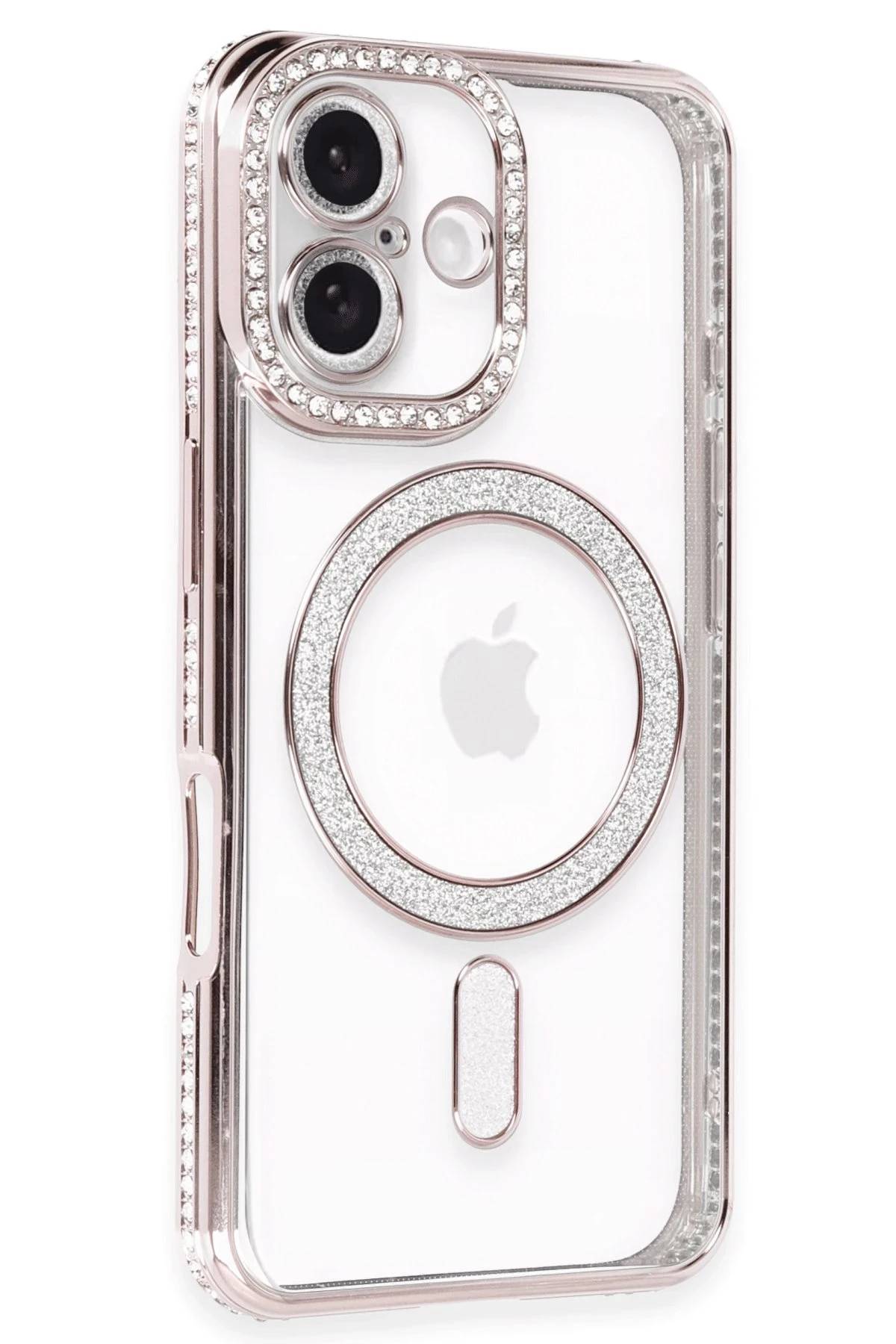 Newface iPhone 16 Kılıf Joke Simli Magneticsafe Kılıf - Pembe