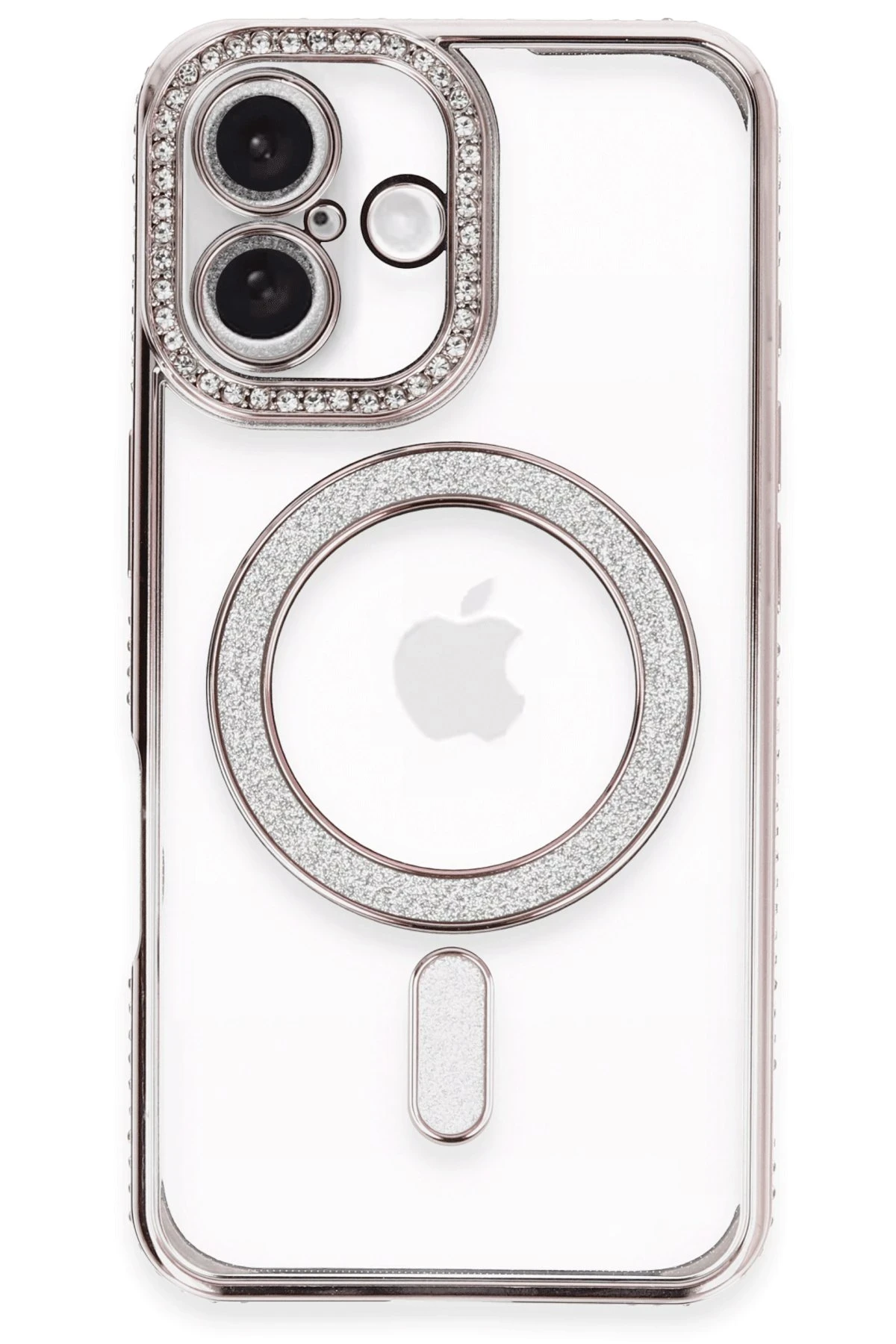 Newface iPhone 16 Kılıf Joke Simli Magneticsafe Kılıf - Pembe