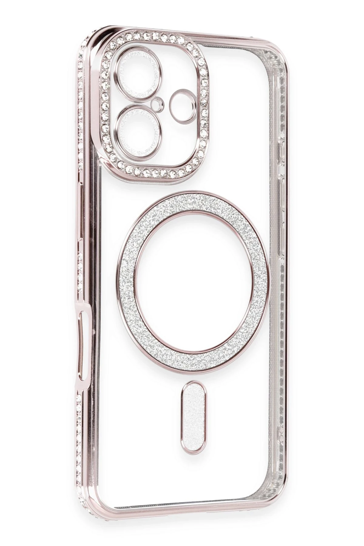 Newface iPhone 16 Kılıf Joke Simli Magneticsafe Kılıf - Pembe