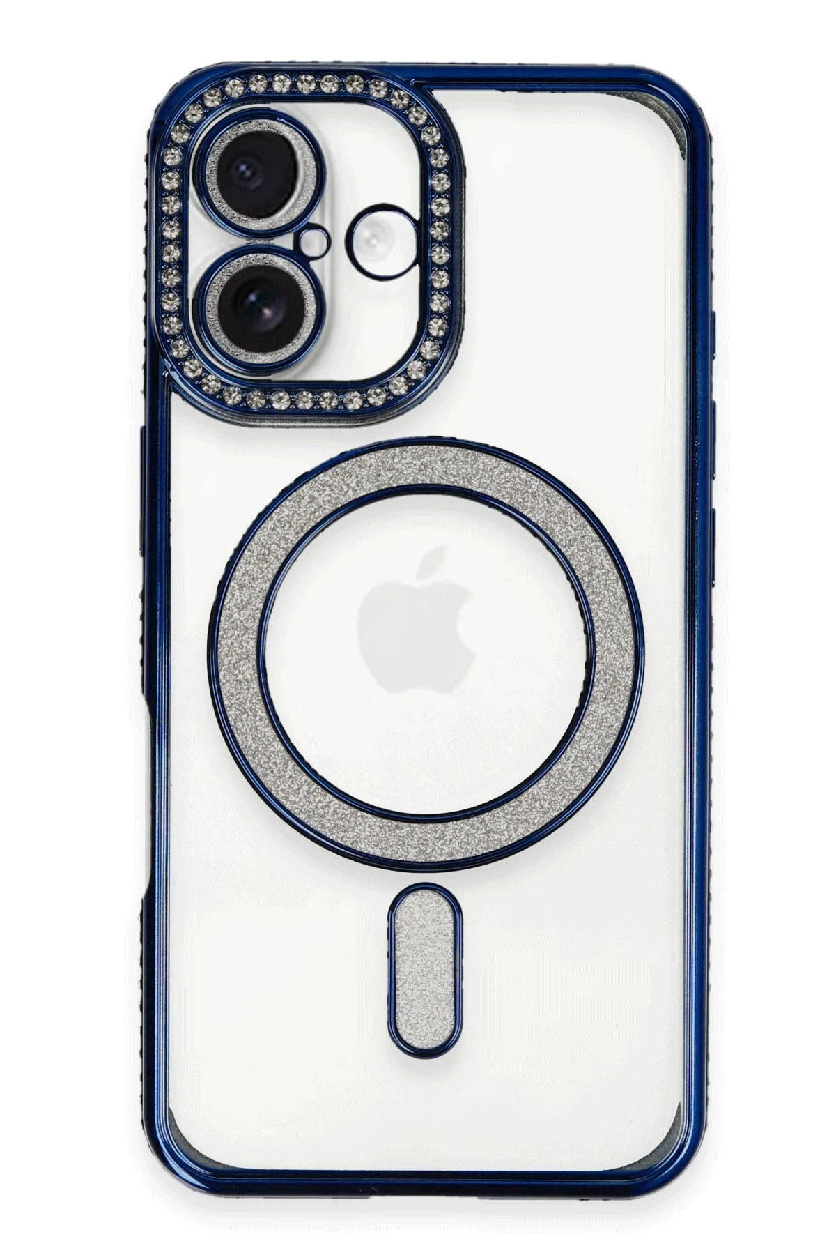 Newface iPhone 16 Kılıf Joke Simli Magneticsafe Kılıf - Lacivert