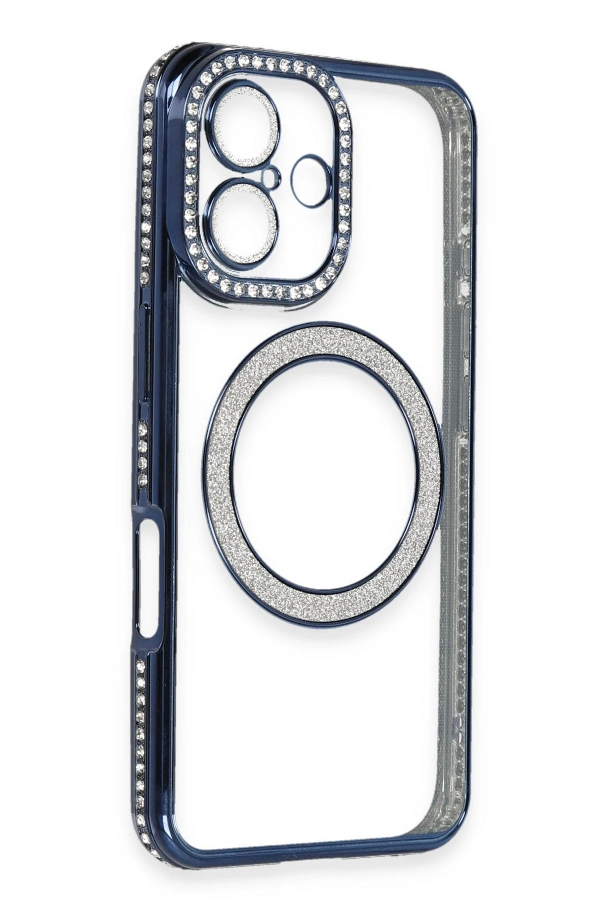 Newface iPhone 16 Kılıf Joke Simli Magneticsafe Kılıf - Lacivert