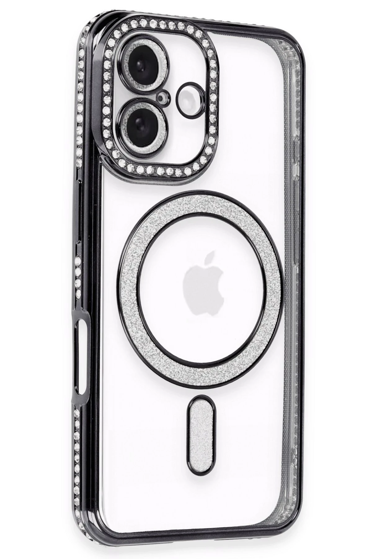 Newface iPhone 16 Plus Kılıf Joke Simli Magneticsafe Kılıf - Siyah
