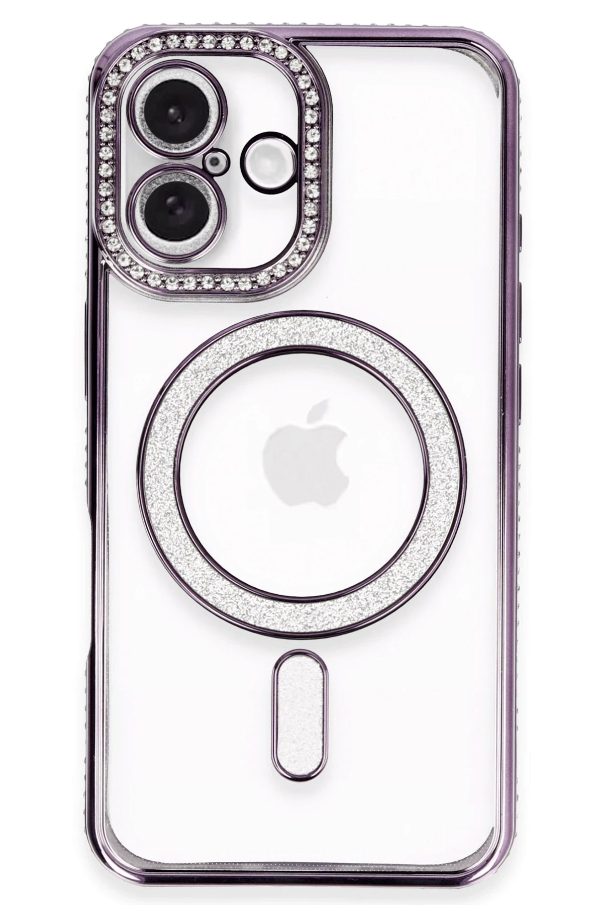 Newface iPhone 16 Plus Kılıf Joke Simli Magneticsafe Kılıf - Derin Mor