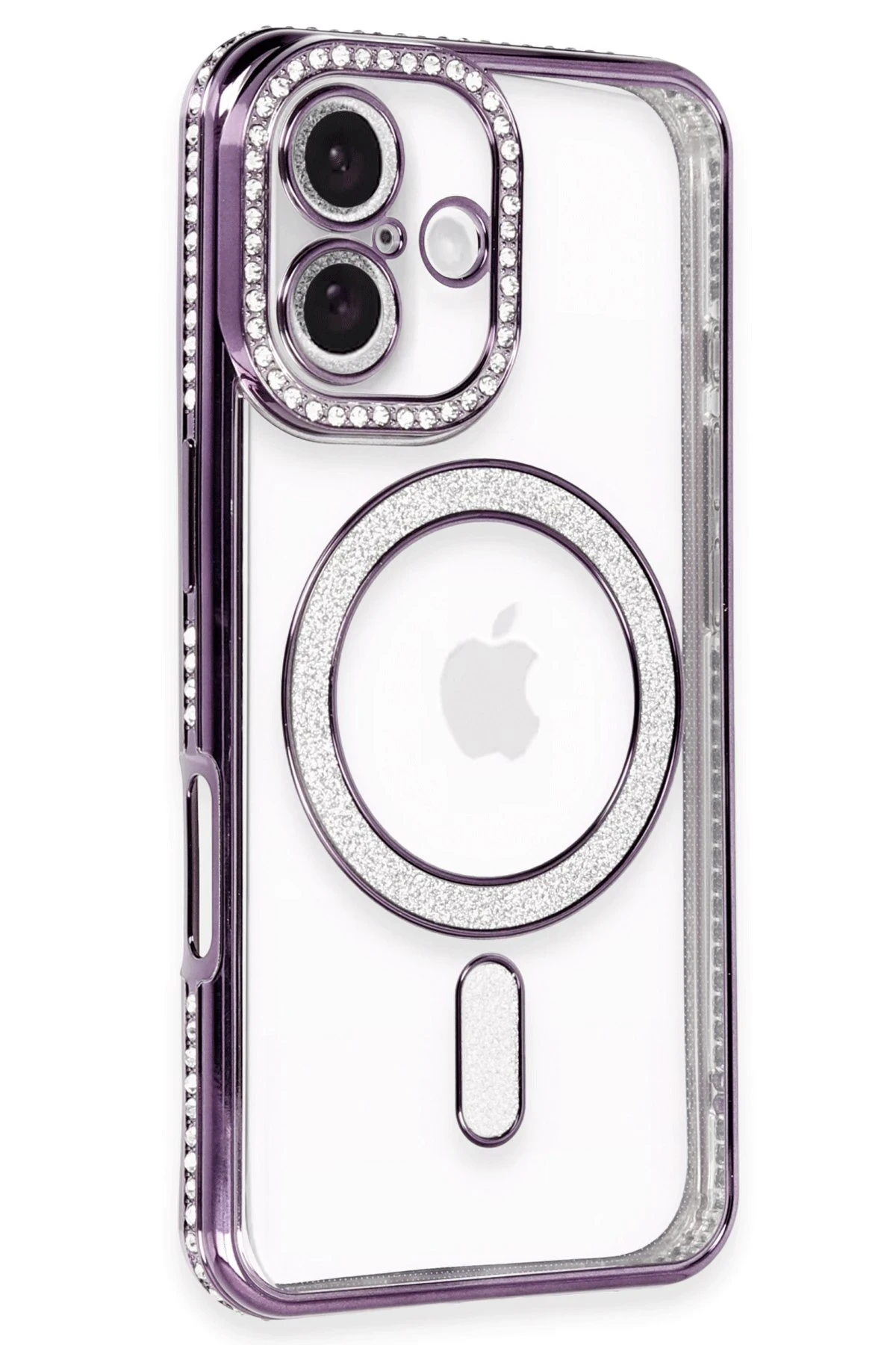 Newface iPhone 16 Plus Kılıf Joke Simli Magneticsafe Kılıf - Derin Mor