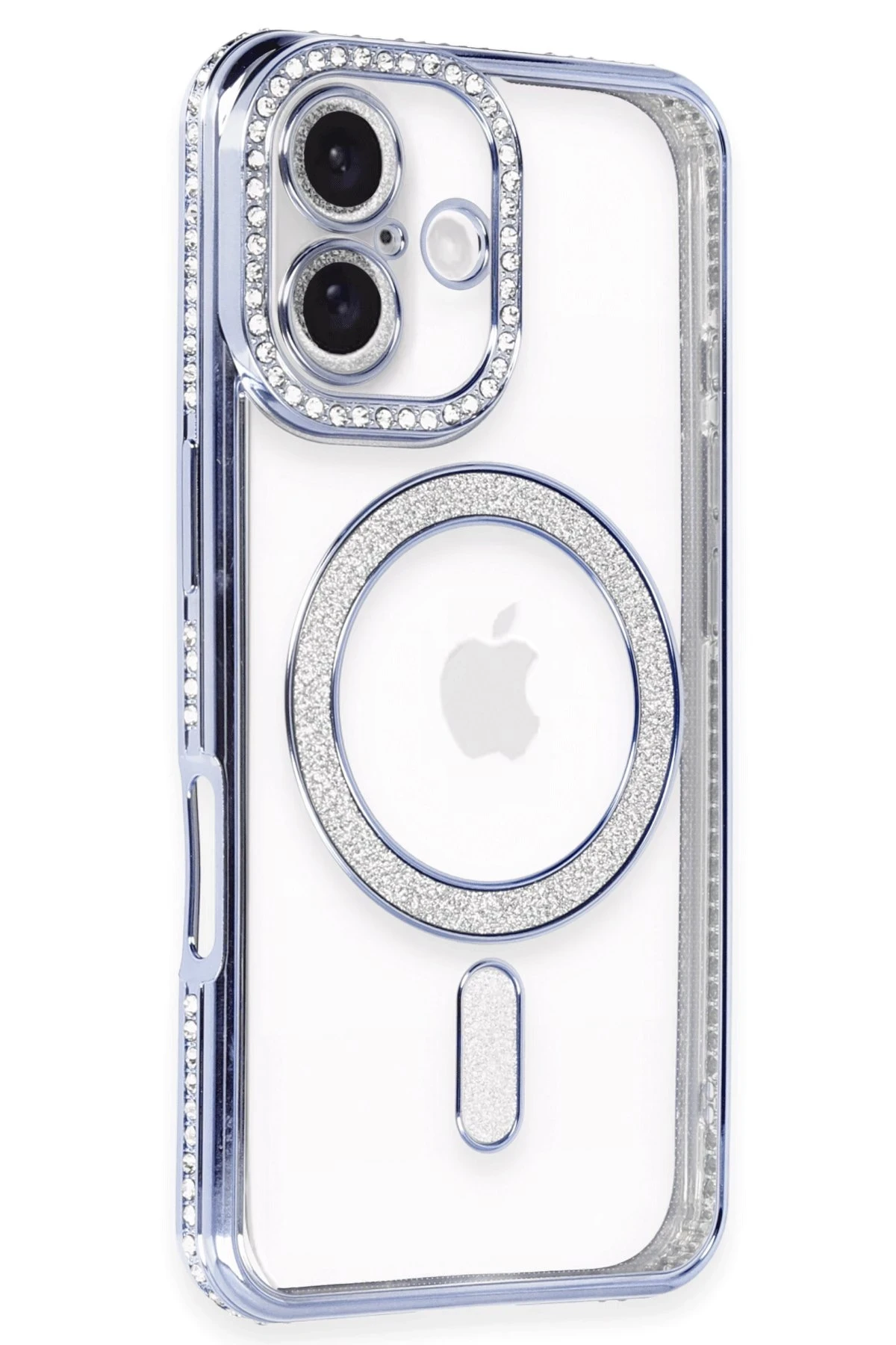 Newface iPhone 16 Plus Kılıf Joke Simli Magneticsafe Kılıf - Mavi