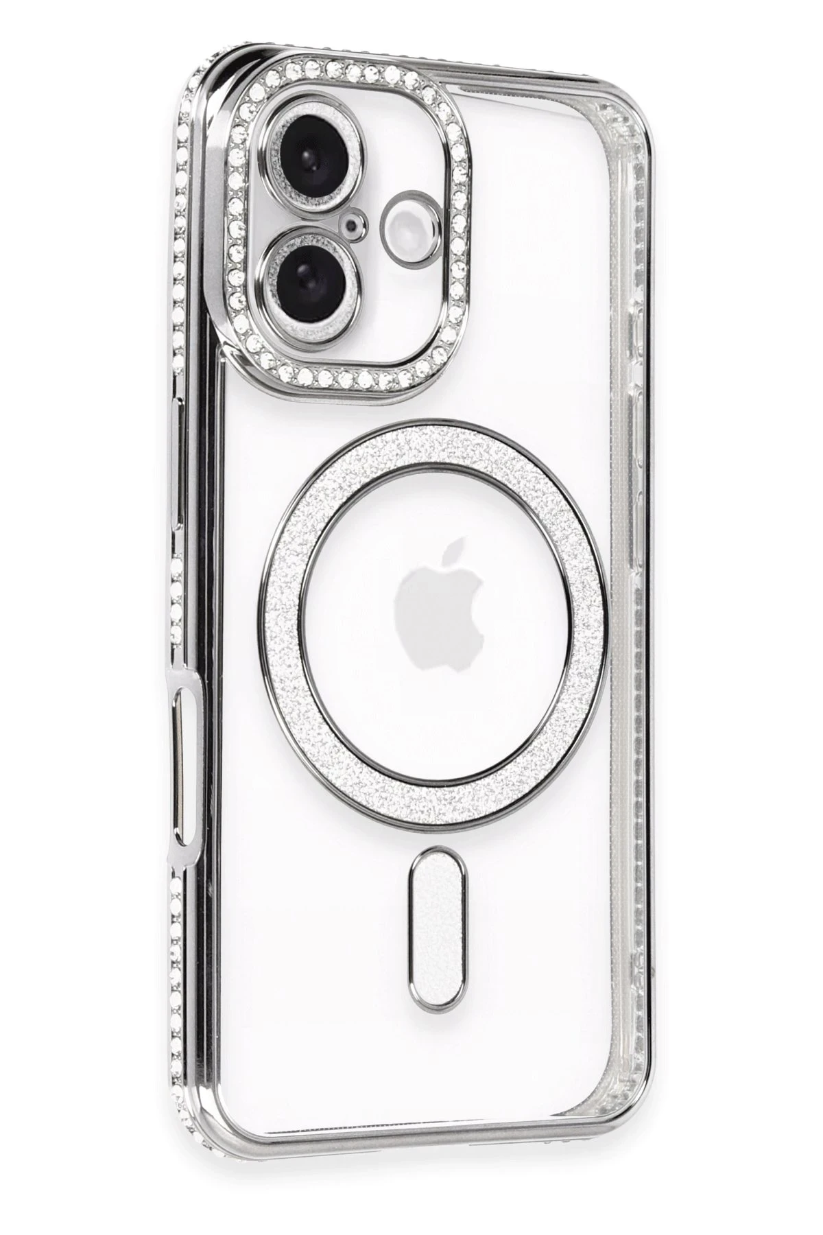 Newface iPhone 16 Plus Kılıf Joke Simli Magneticsafe Kılıf - Gri