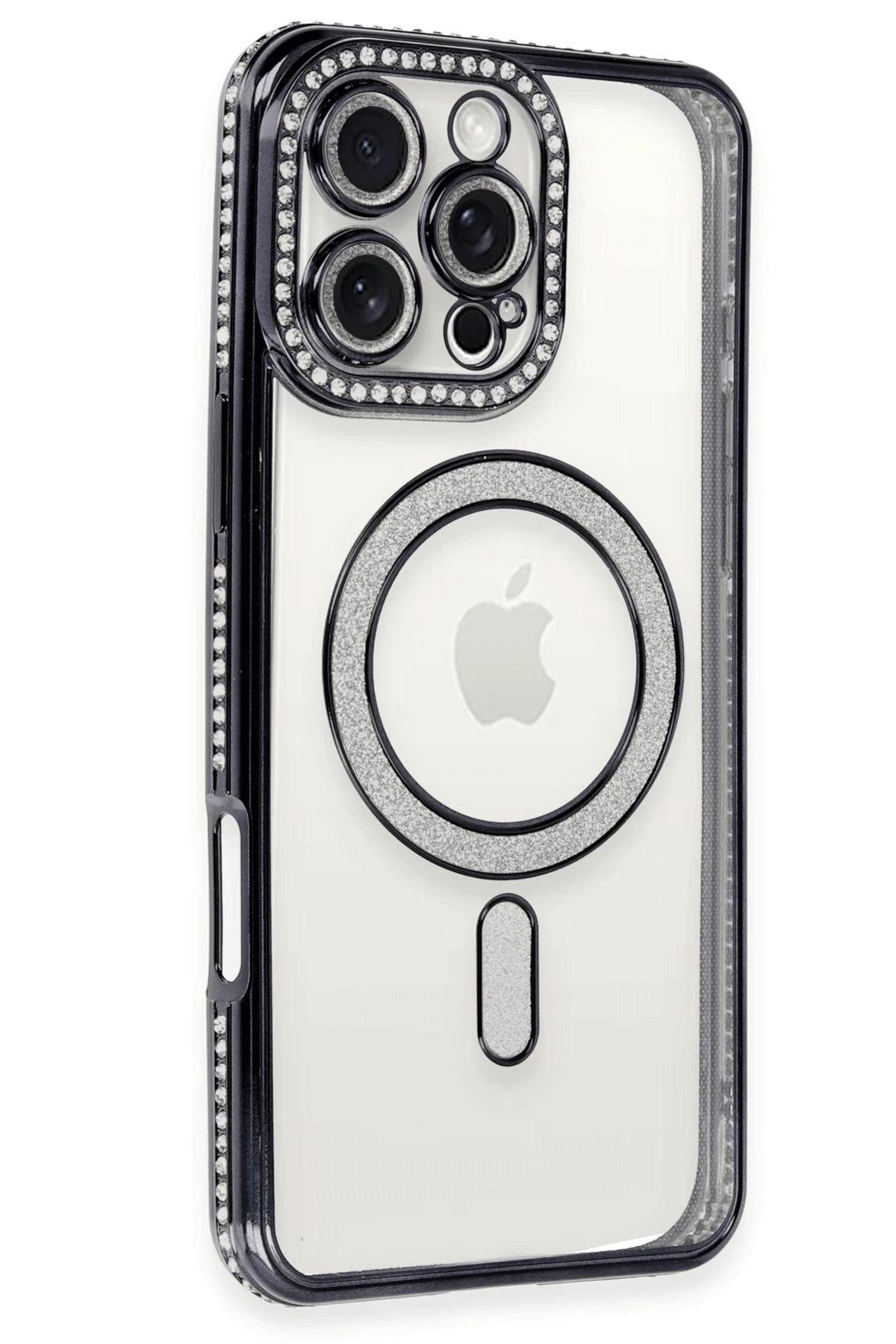 Newface iPhone 16 Pro Kılıf Joke Simli Magneticsafe Kılıf - Siyah