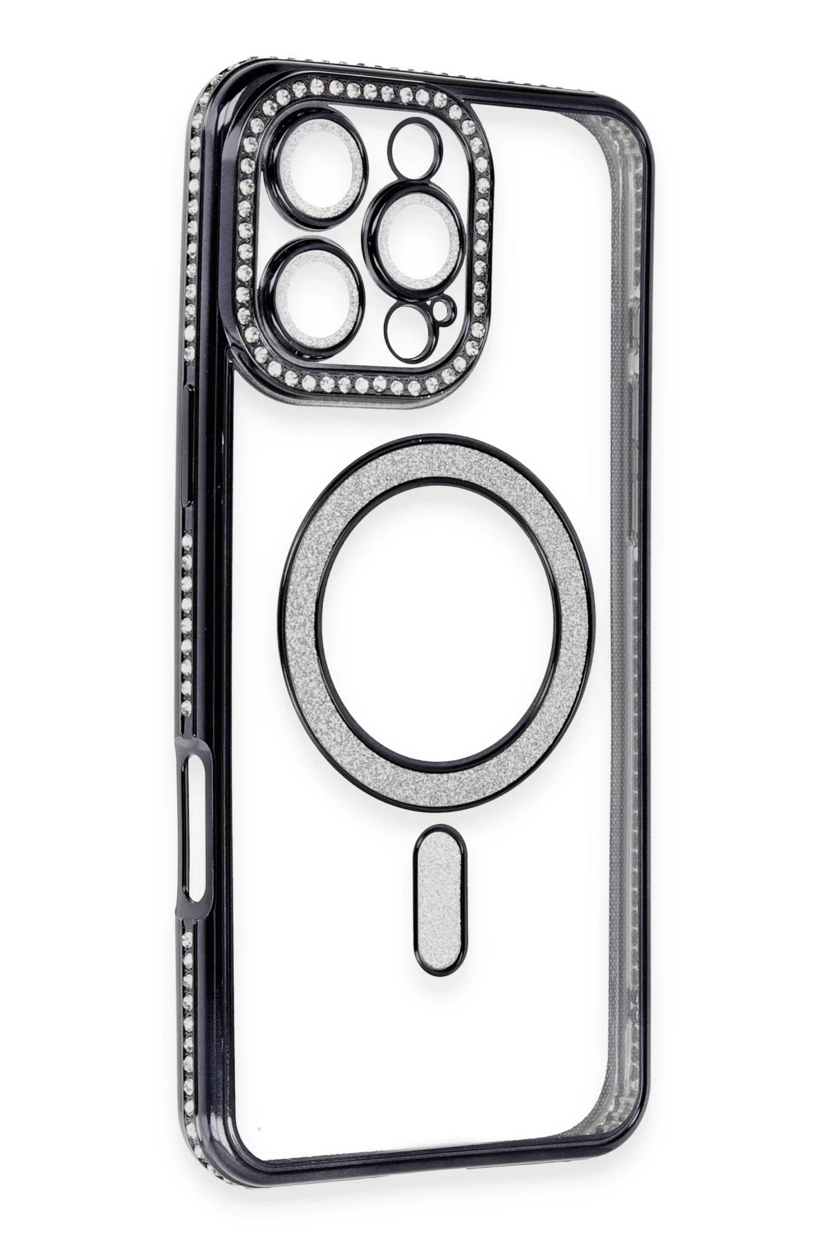 Newface iPhone 16 Pro Kılıf Joke Simli Magneticsafe Kılıf - Siyah