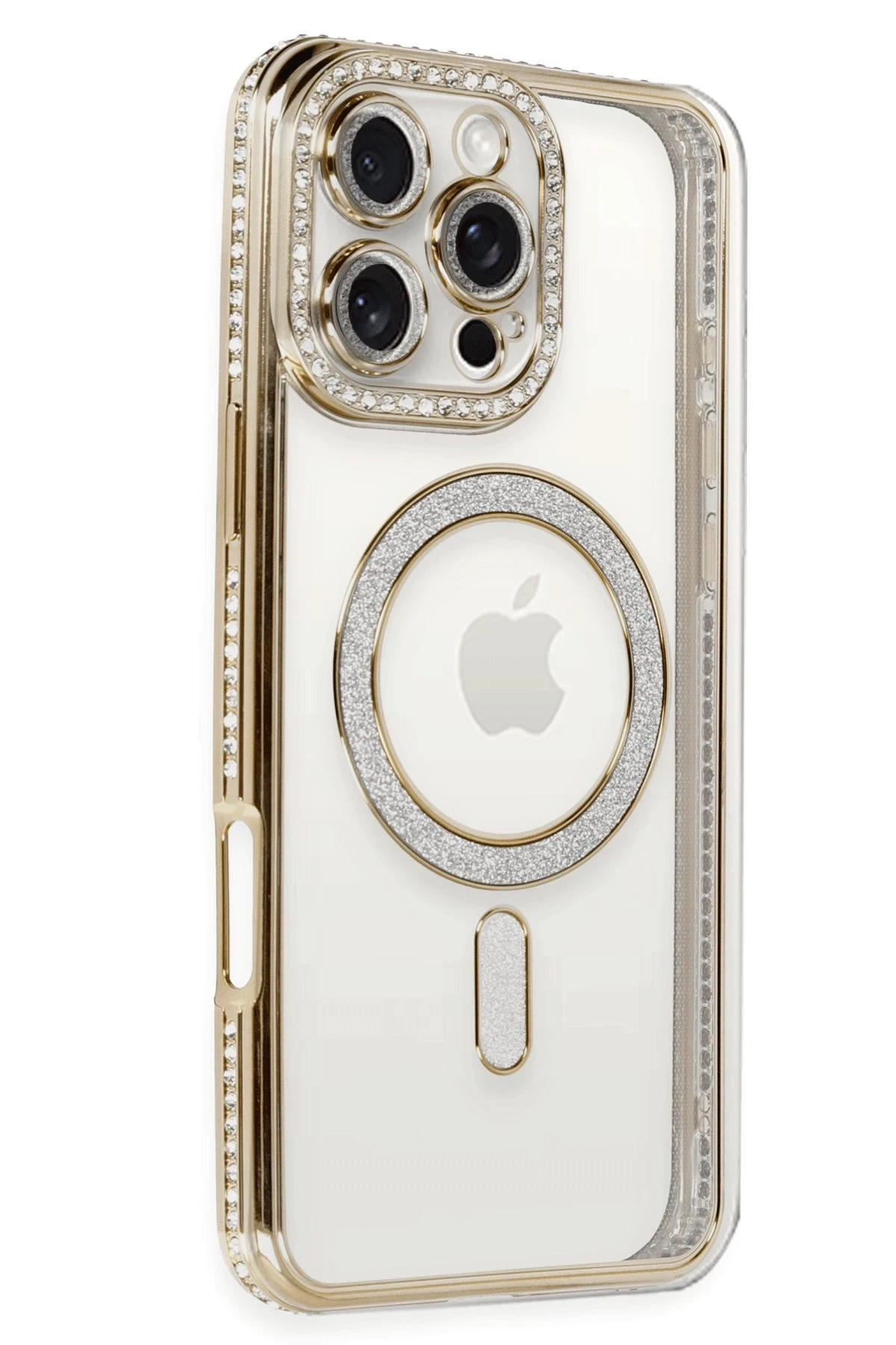 Newface iPhone 16 Pro Kılıf Joke Simli Magneticsafe Kılıf - Gold