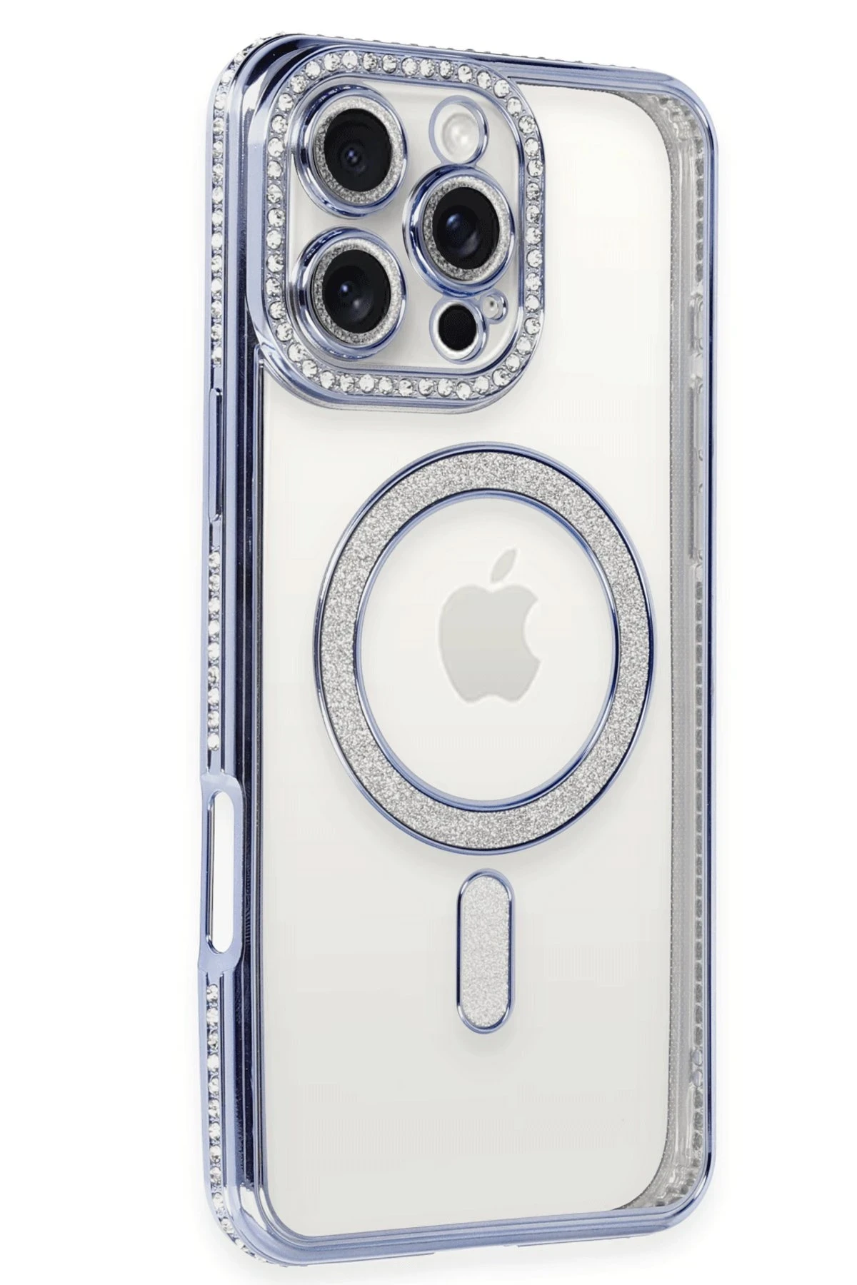 Newface iPhone 16 Pro Kılıf Joke Simli Magneticsafe Kılıf - Mavi