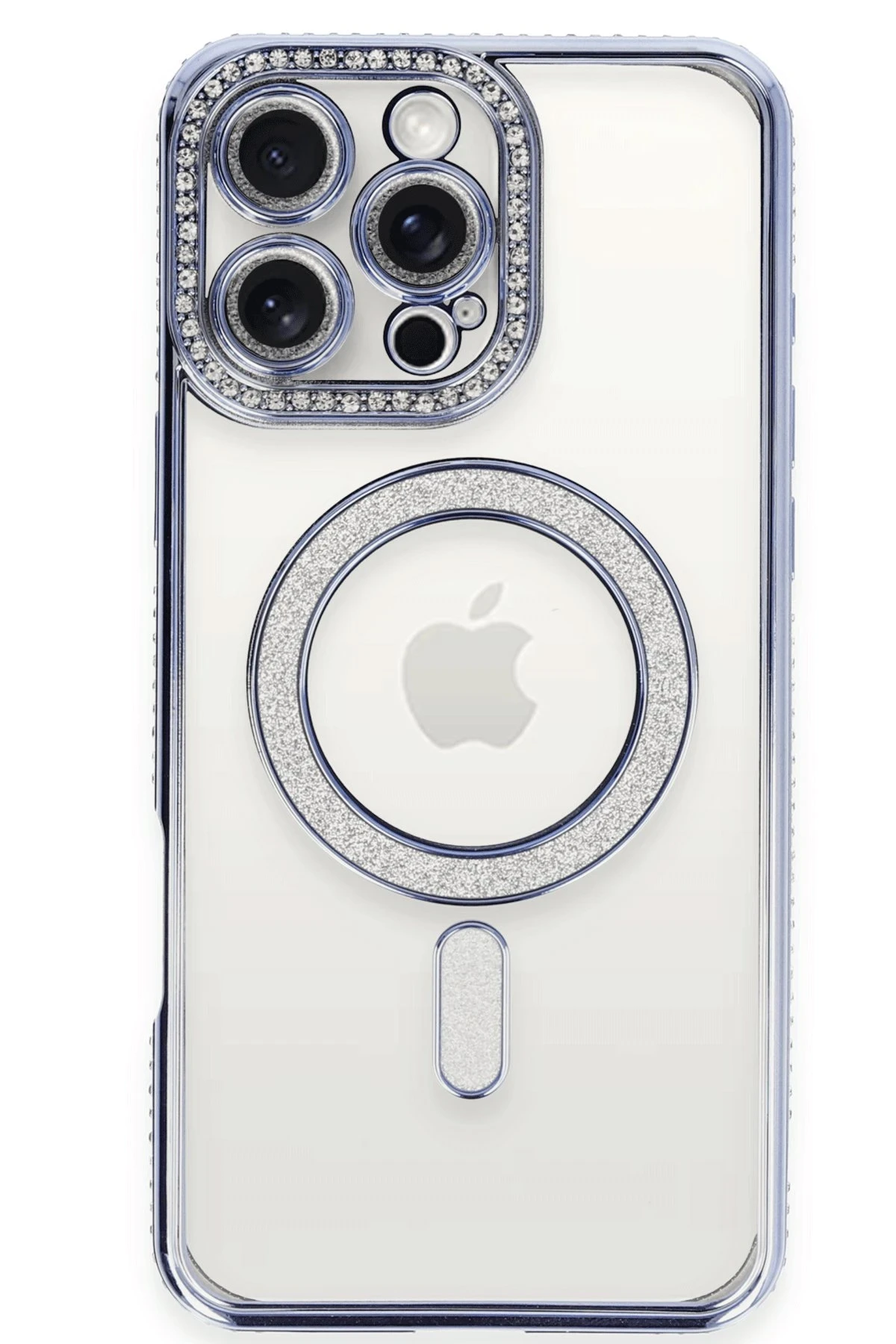 Newface iPhone 16 Pro Kılıf Joke Simli Magneticsafe Kılıf - Mavi