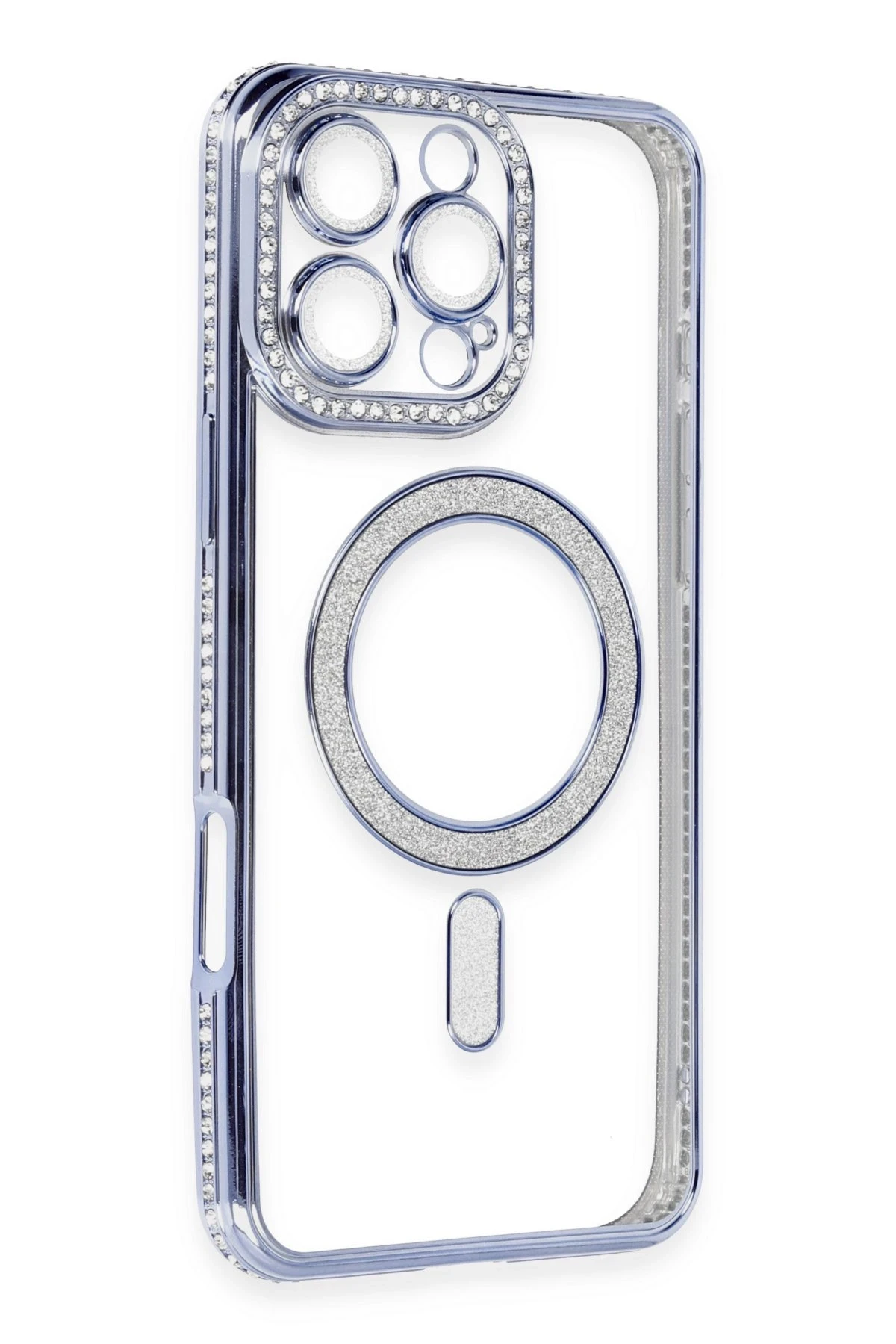 Newface iPhone 16 Pro Kılıf Joke Simli Magneticsafe Kılıf - Mavi