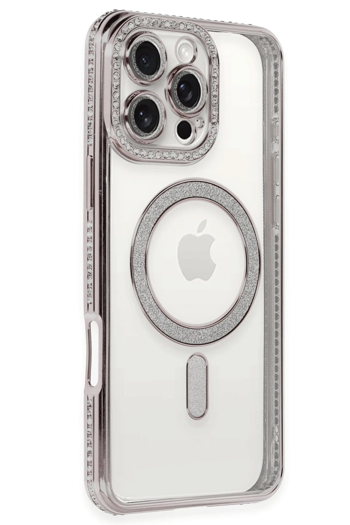 Newface iPhone 16 Pro Kılıf Joke Simli Magneticsafe Kılıf - Pembe