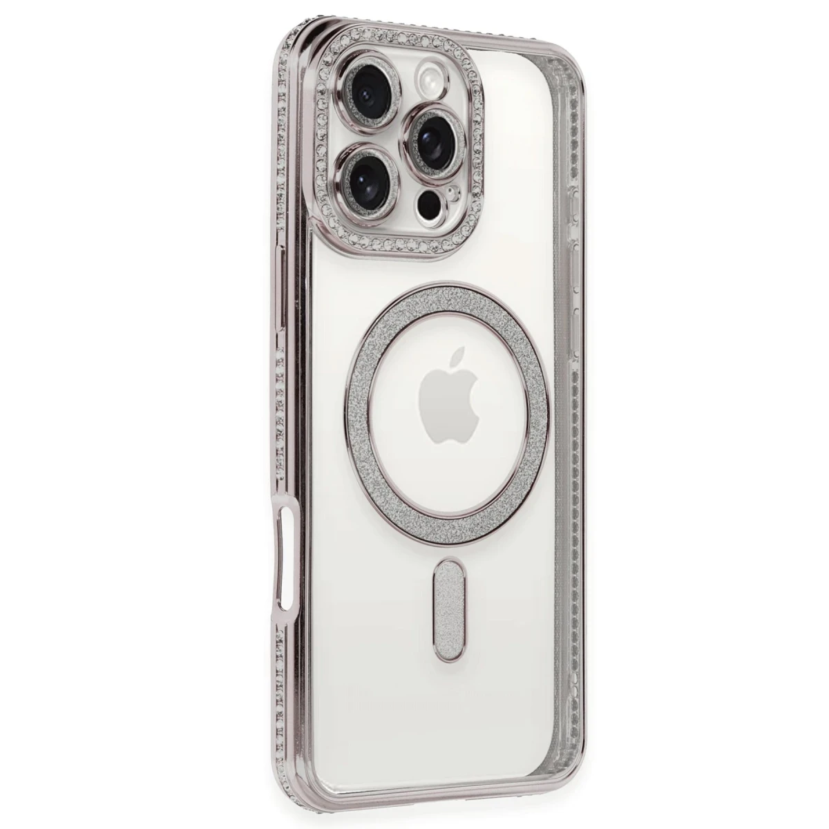 Apple iPhone 16 Pro Kılıf Joke Simli Magneticsafe Kılıf - Pembe