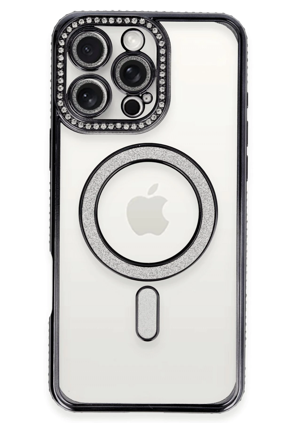 Newface iPhone 16 Pro Max Kılıf Joke Simli Magneticsafe Kılıf - Gri
