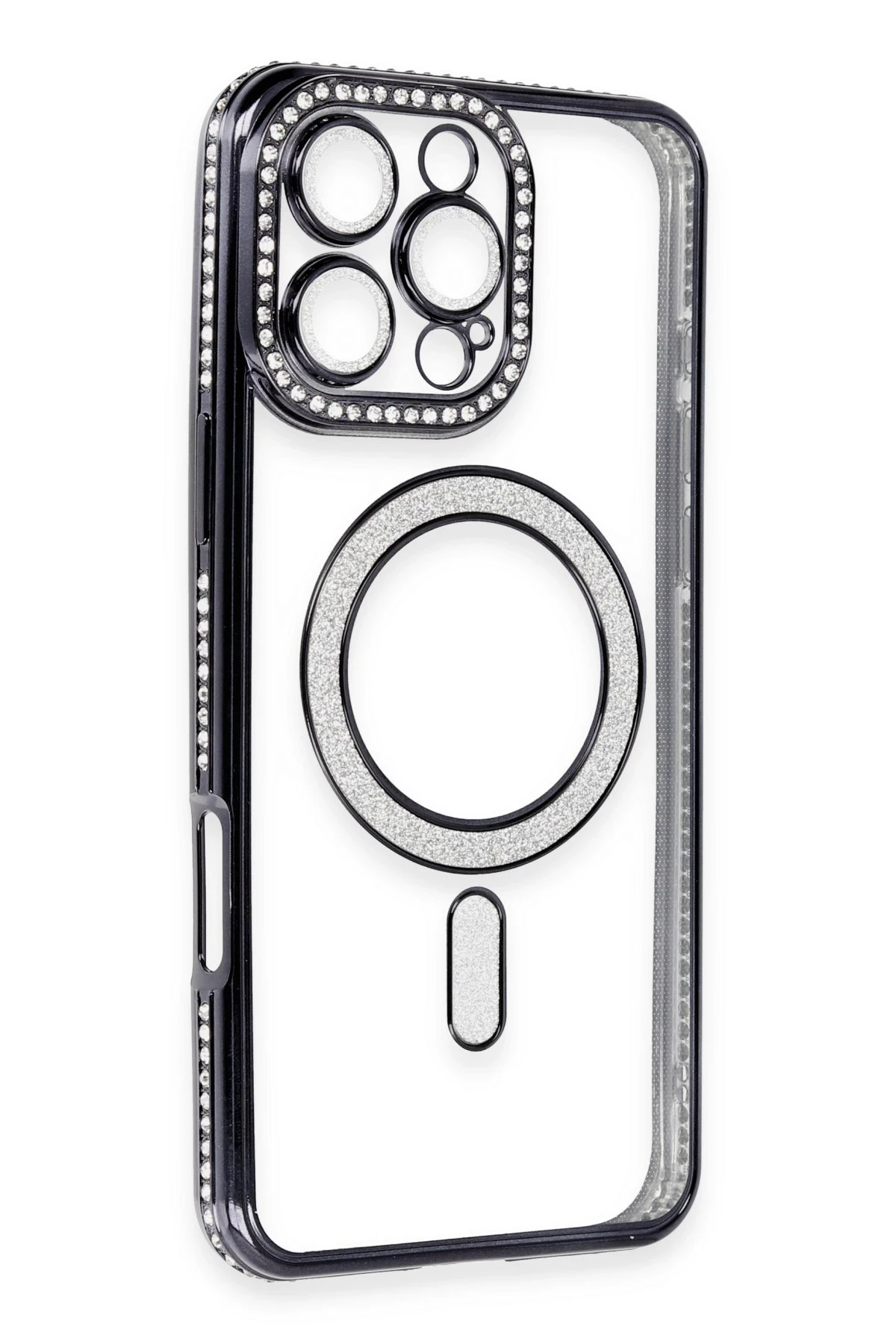 Newface iPhone 16 Pro Max Kılıf Joke Simli Magneticsafe Kılıf - Gri
