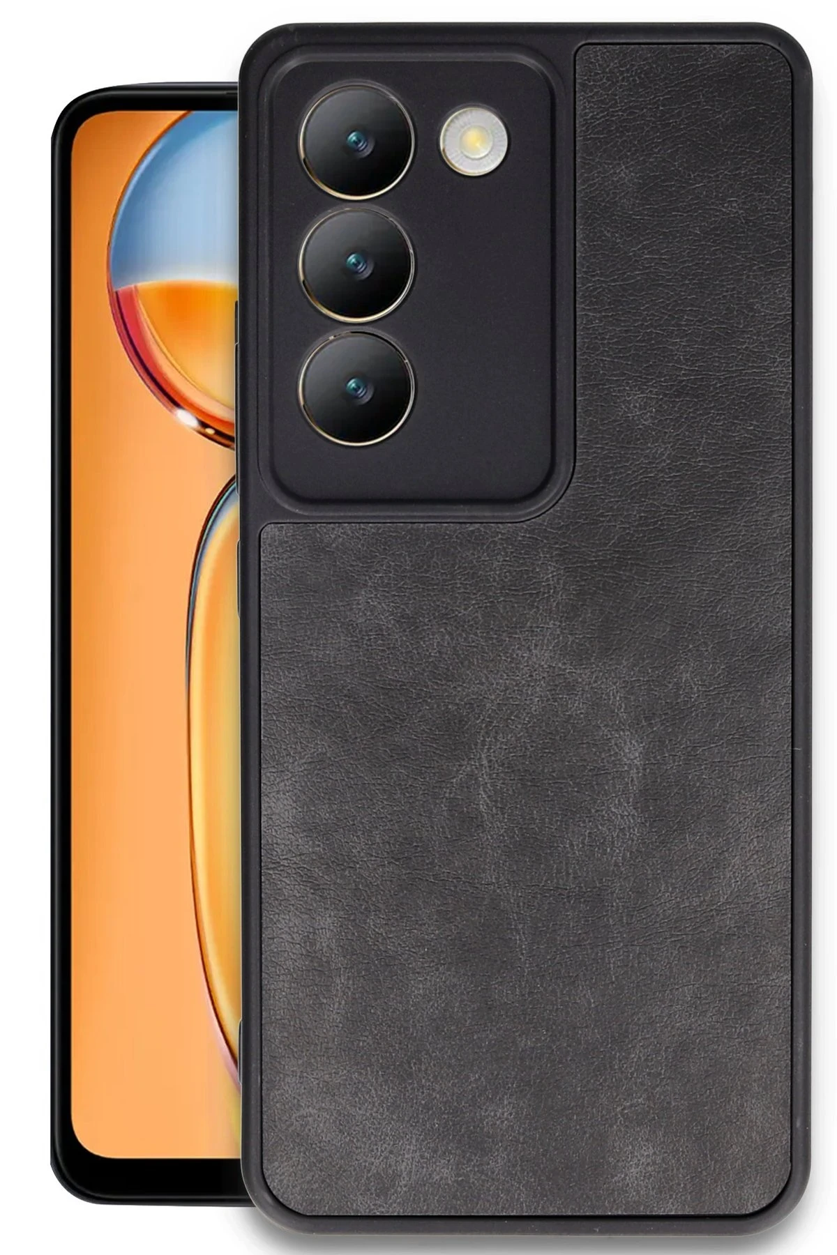 Newface Vivo V30 Lite 4G Kılıf Aras Deri Kapak - Siyah