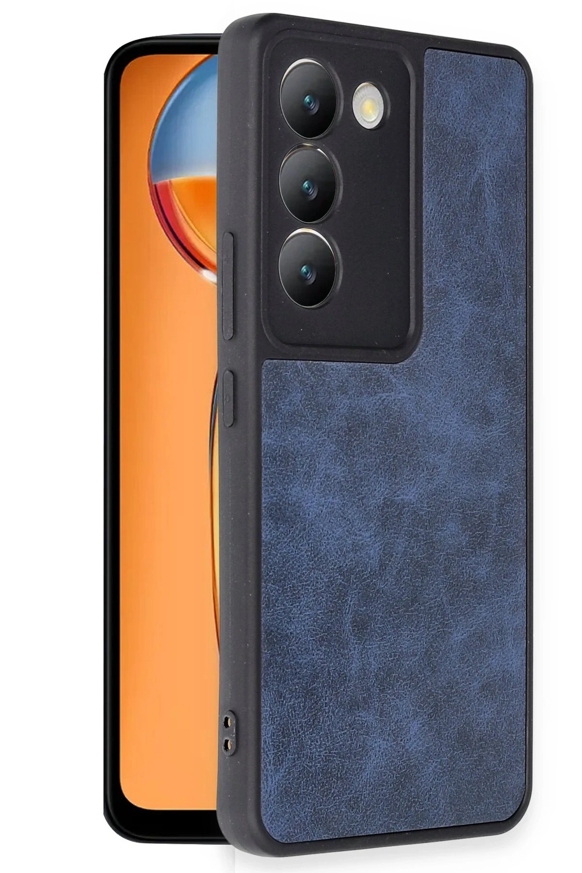 Newface Vivo V30 Lite 4G Kılıf Aras Deri Kapak - Lacivert