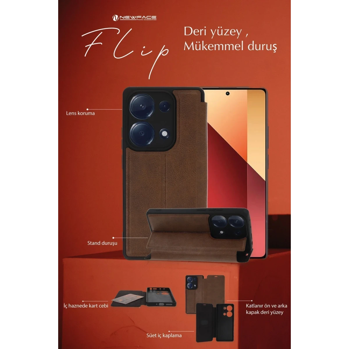 Newface General Mobile Era 50 Kılıf Flip Cover - Siyah — görsel 6