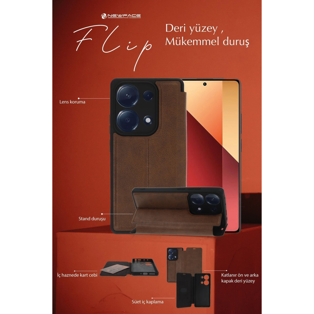 Newface General Mobile Era 50 Kılıf Flip Cover - Siyah — görsel 9