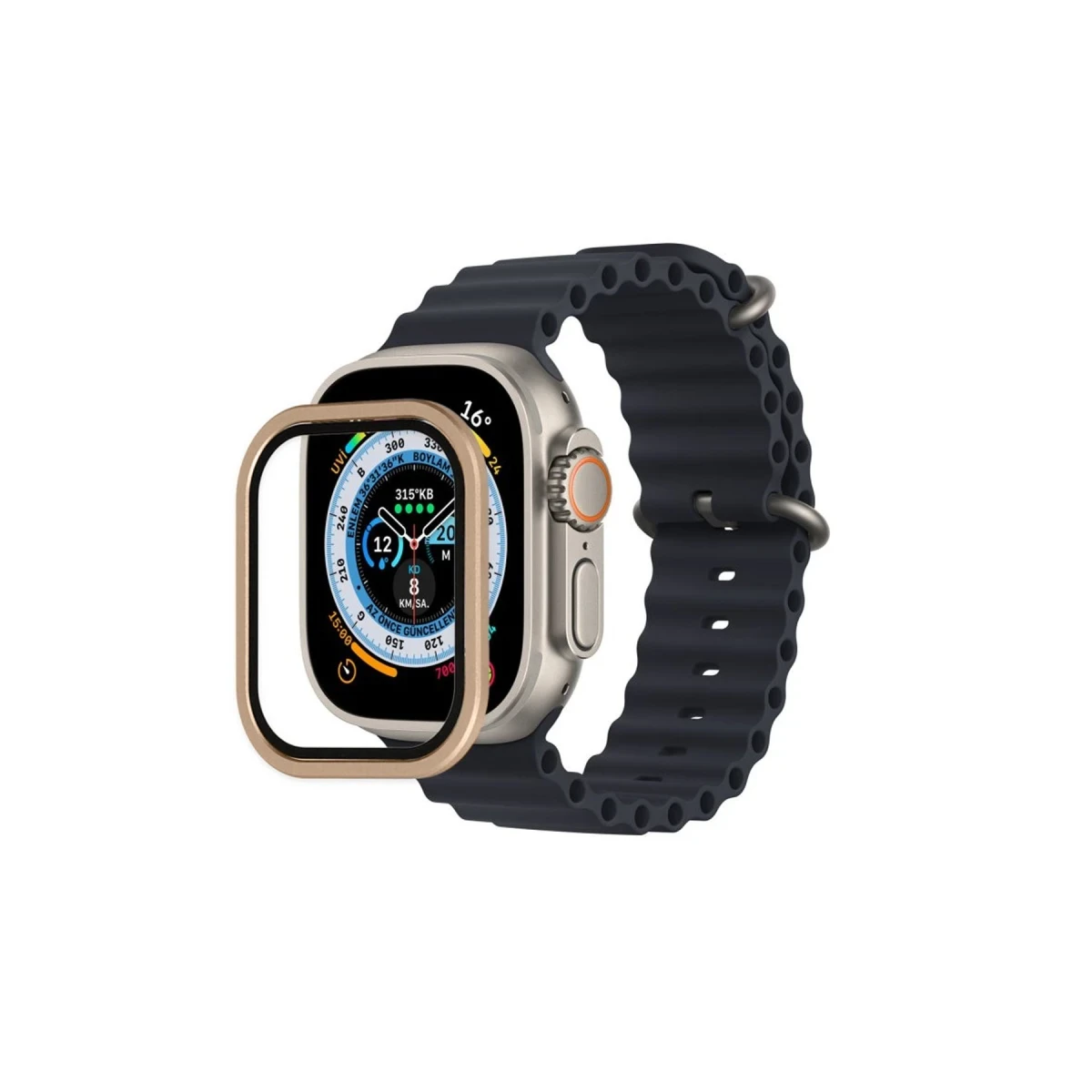 Newface Apple Watch Ultra 49mm Alüminyum Kasa Cam Ekran Koruyucu - Yıldız Işığı — görsel 2
