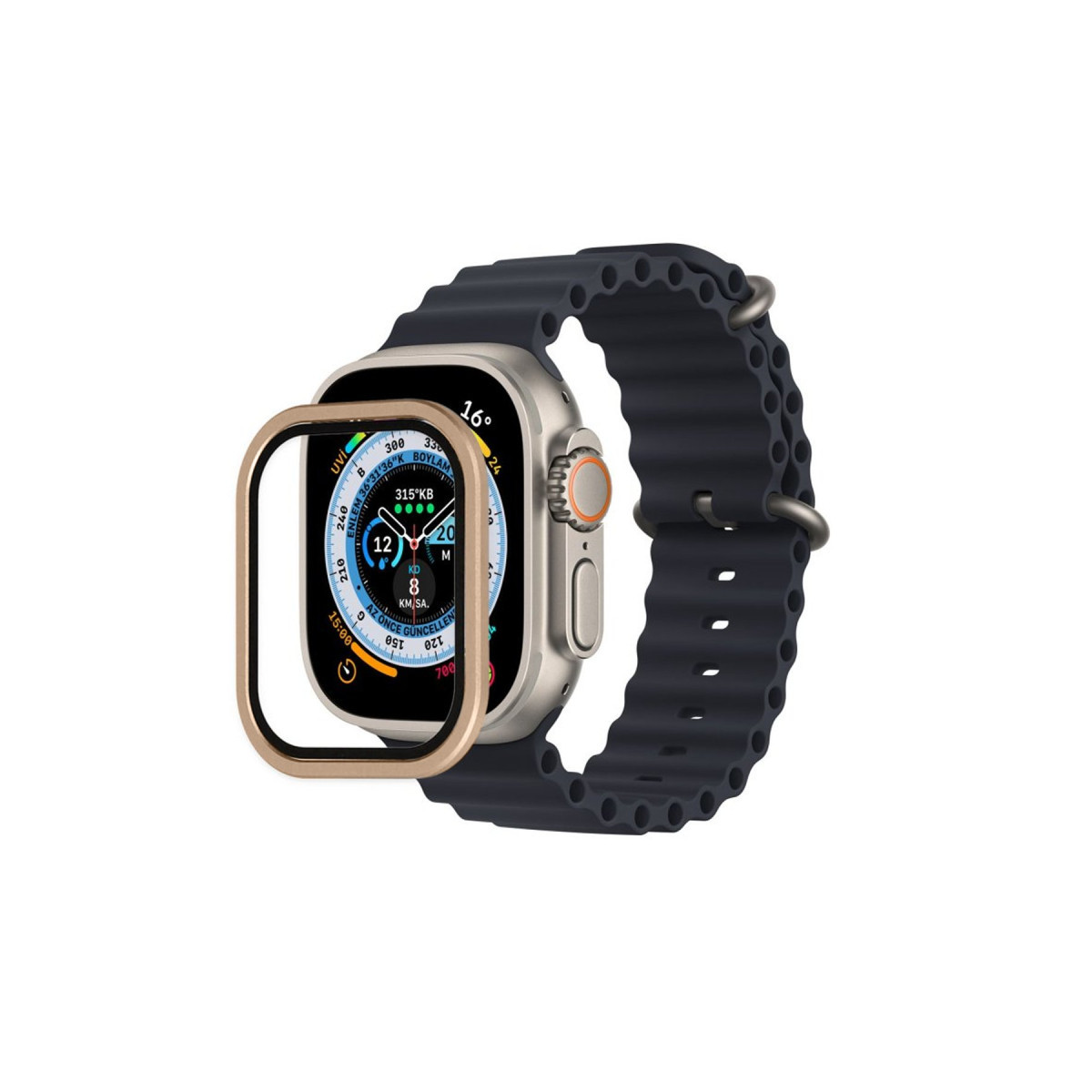 Newface Apple Watch Ultra 49mm Alüminyum Kasa Cam Ekran Koruyucu - Yıldız Işığı — görsel 3