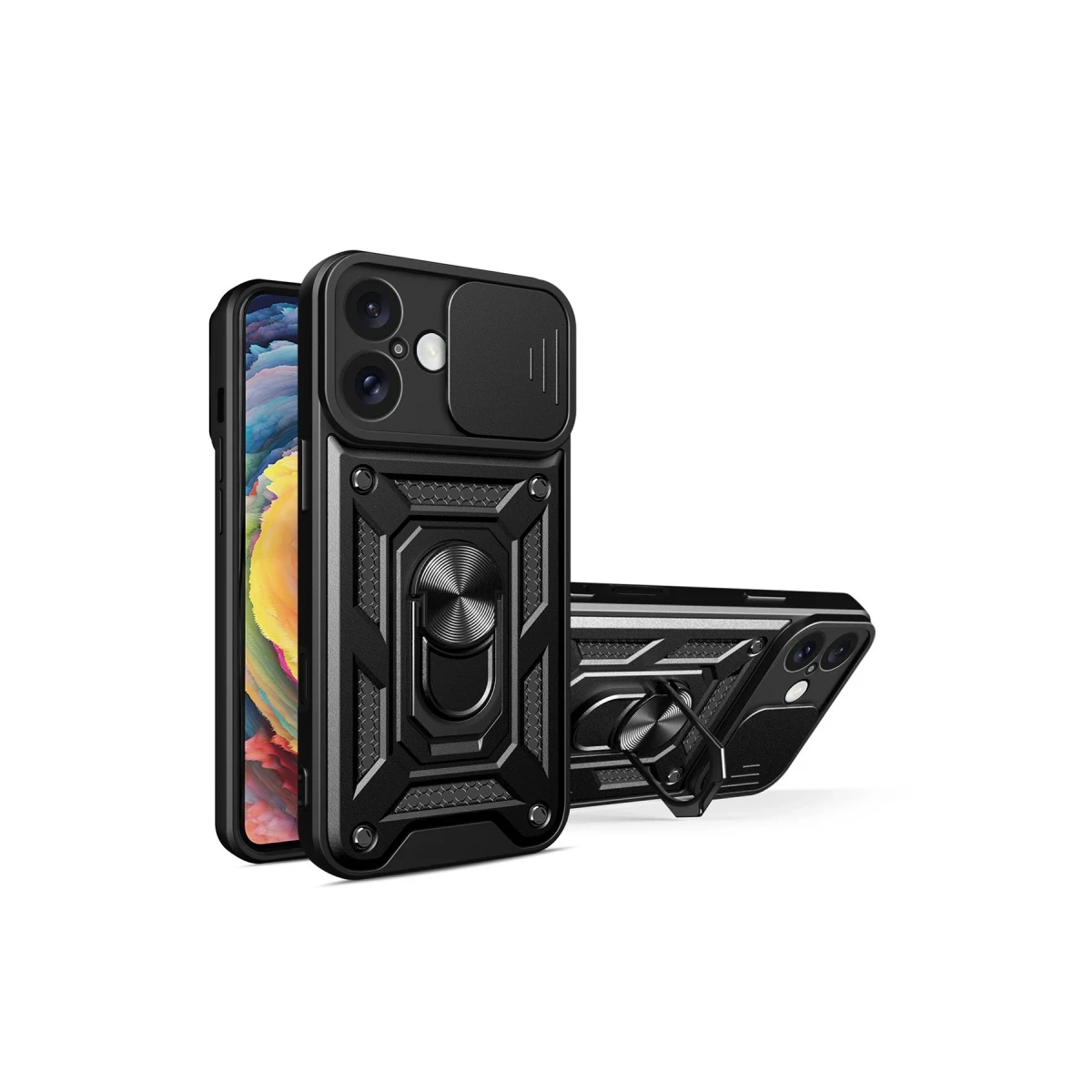 Newface Apple iPhone 16 Kılıf Pars Lens Yüzüklü Silikon - Siyah — görsel 4