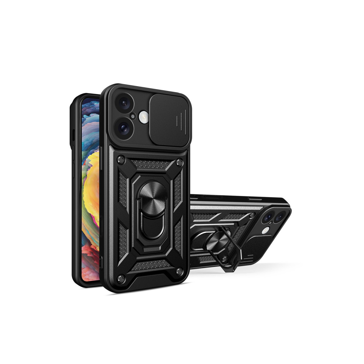 Newface Apple iPhone 16 Kılıf Pars Lens Yüzüklü Silikon - Siyah — görsel 7
