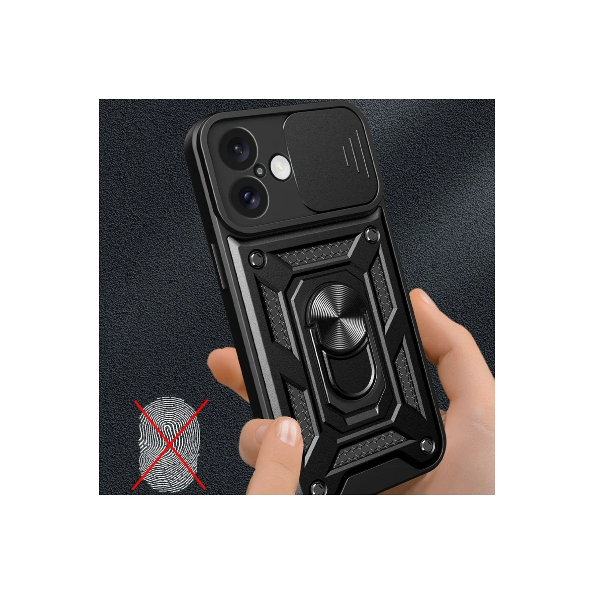 Newface Apple iPhone 16 Kılıf Pars Lens Yüzüklü Silikon - Siyah — görsel 6