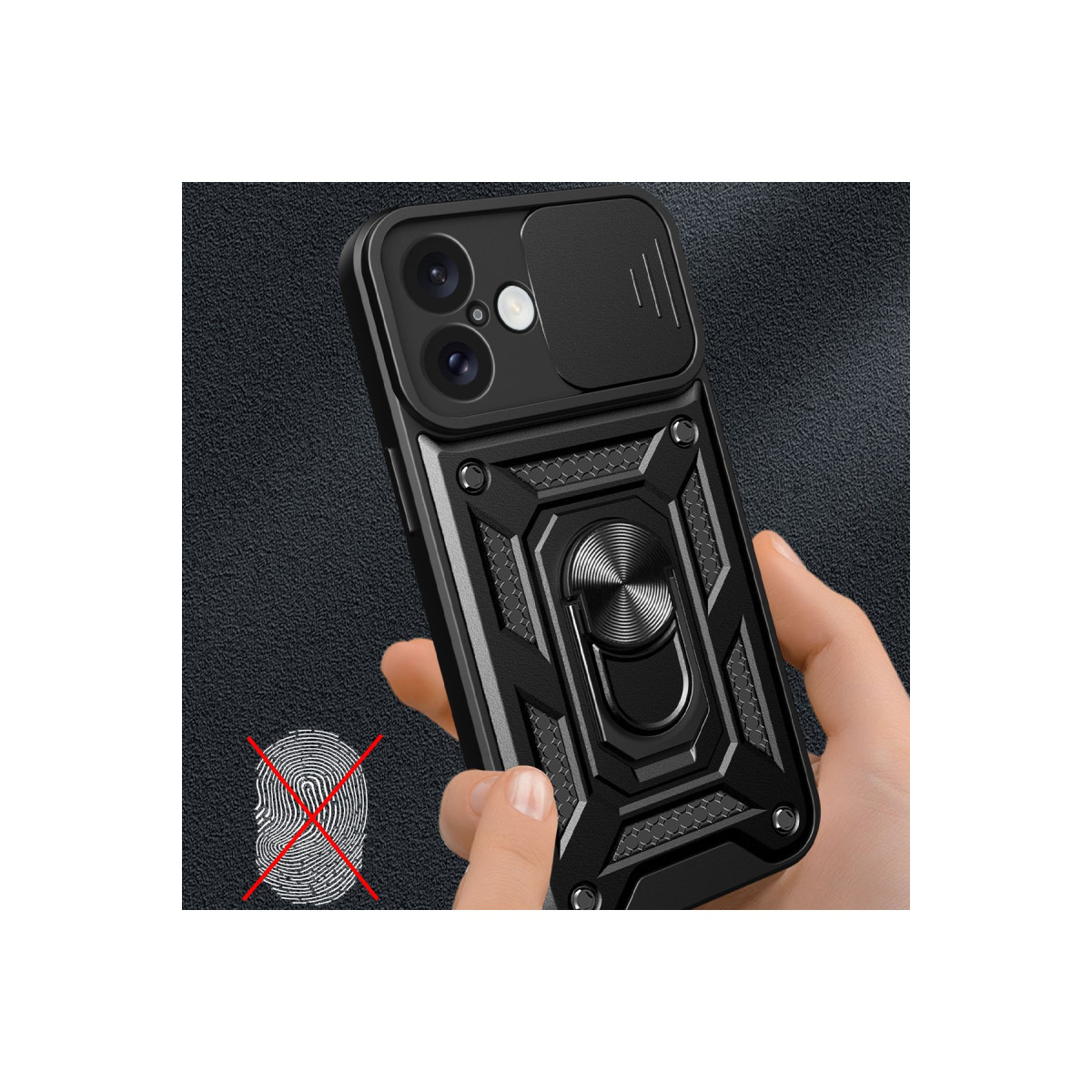 Newface Apple iPhone 16 Kılıf Pars Lens Yüzüklü Silikon - Siyah — görsel 9