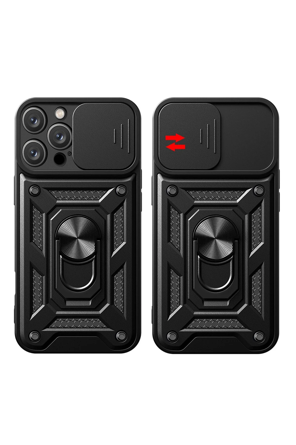 Newface iPhone 16 Pro Kılıf Pars Lens Yüzüklü Silikon - Gümüş
