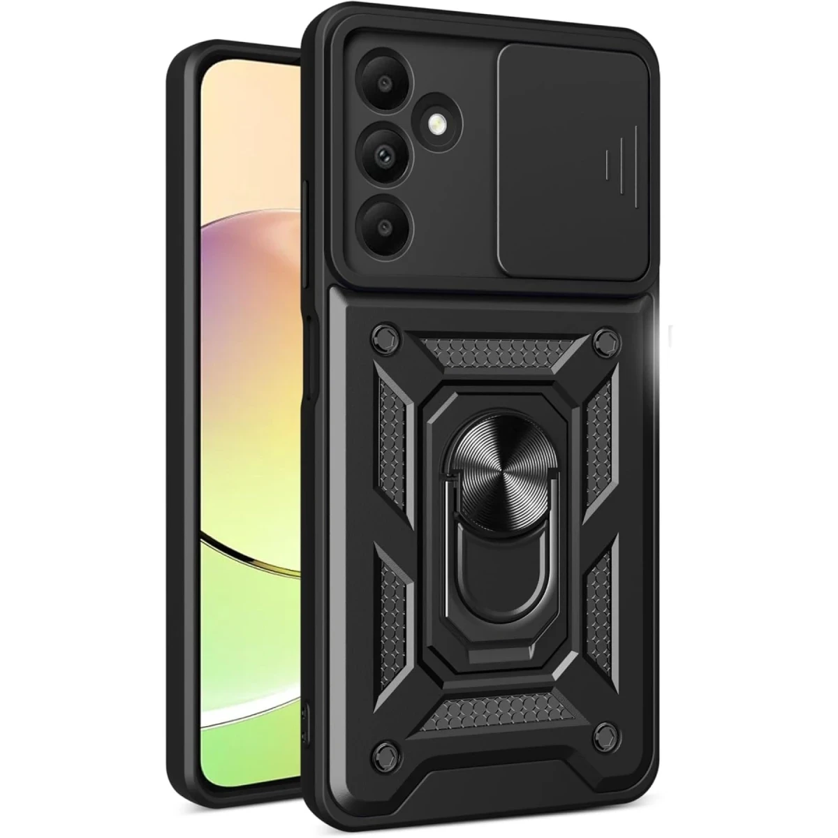 Newface Samsung Galaxy M15 Kılıf Pars Lens Yüzüklü Silikon - Siyah — görsel 5