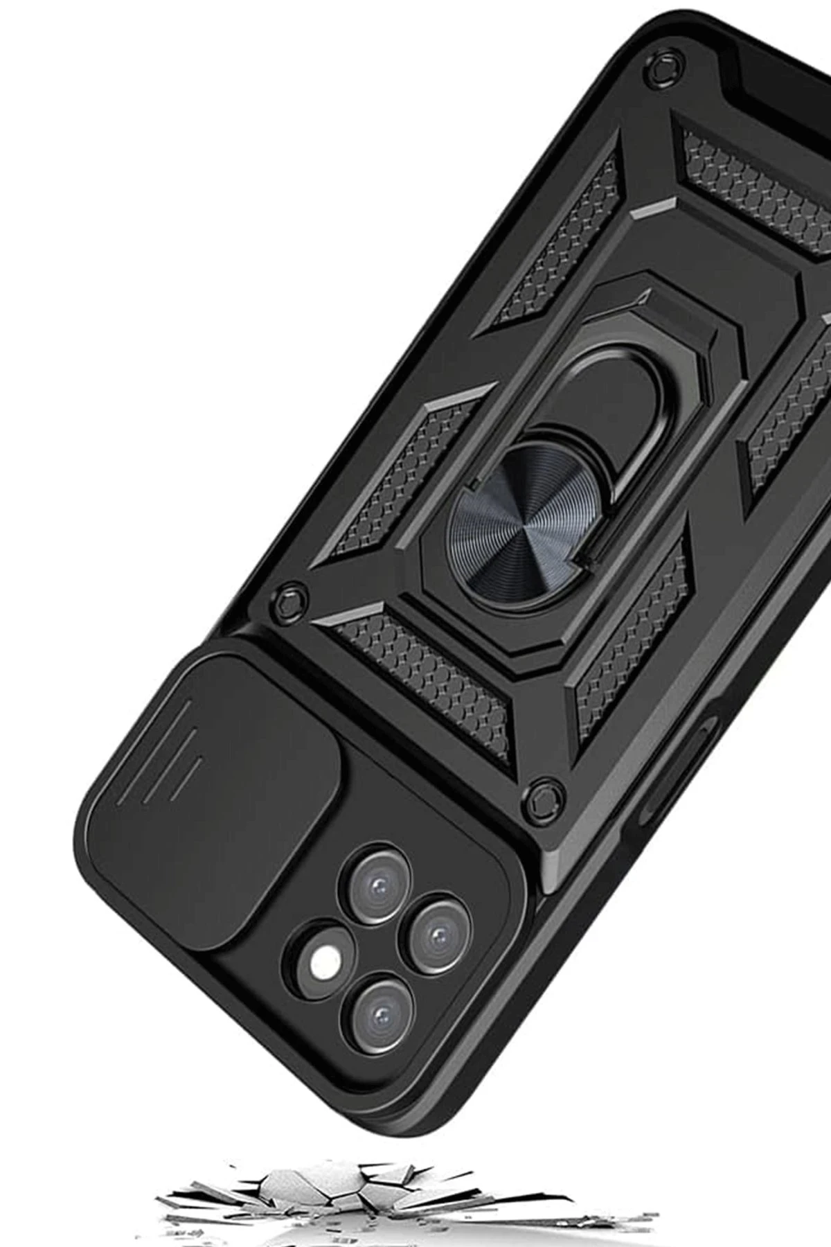 Newface Samsung Galaxy M15 Kılıf Pars Lens Yüzüklü Silikon - Lacivert