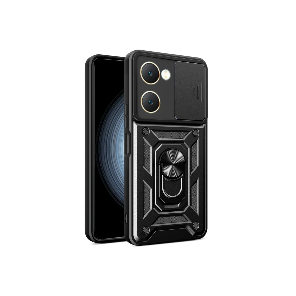 Newface Vivo Y18 Kılıf Pars Lens Yüzüklü Silikon - Siyah — görsel 4