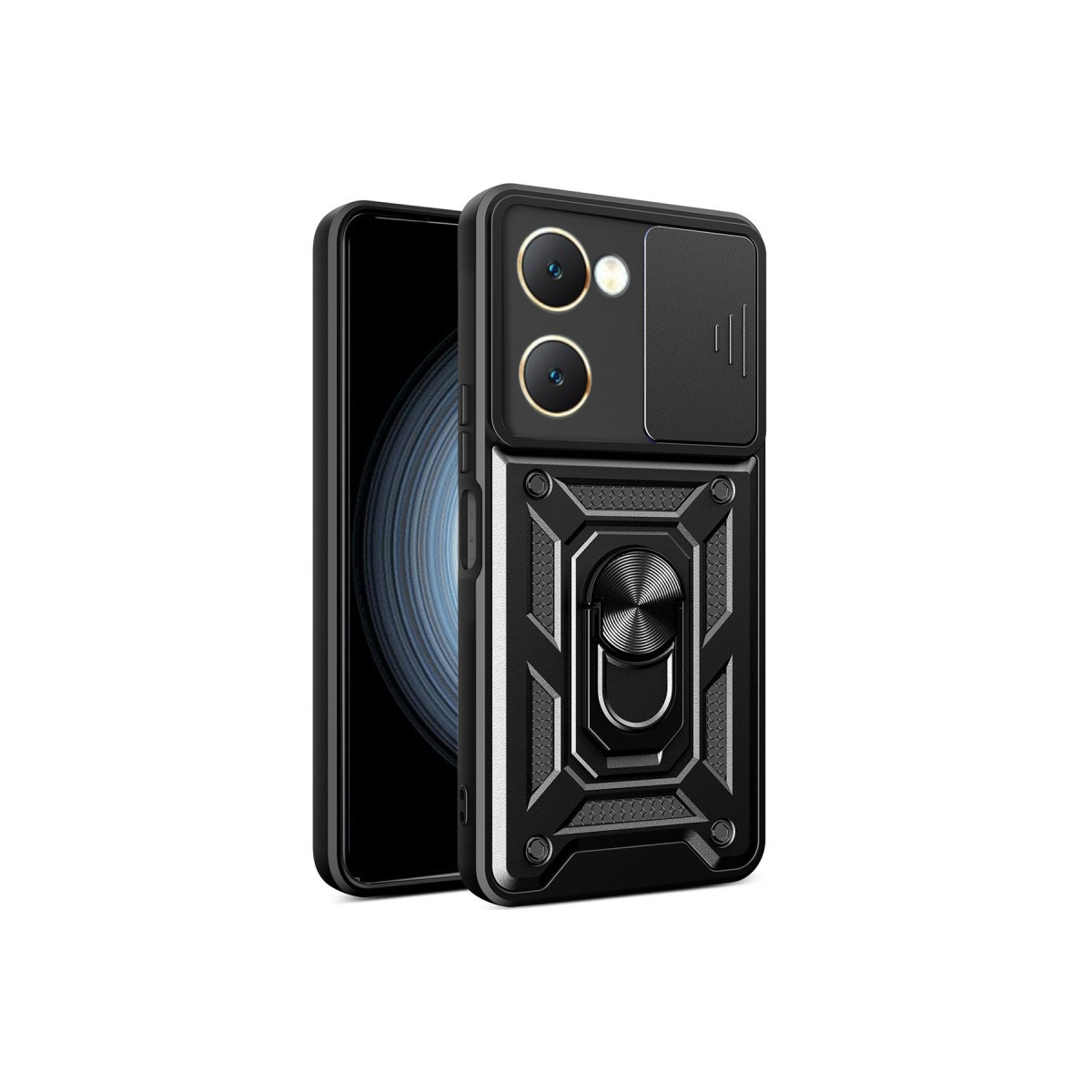 Newface Vivo Y18 Kılıf Pars Lens Yüzüklü Silikon - Siyah — görsel 7