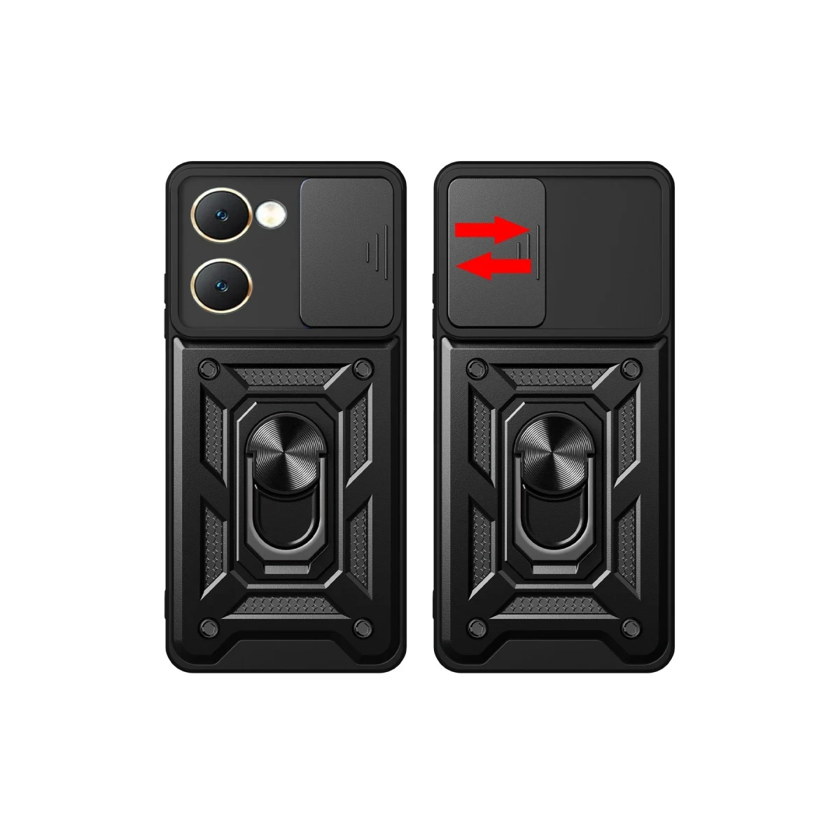 Newface Vivo Y18 Kılıf Pars Lens Yüzüklü Silikon - Siyah — görsel 5