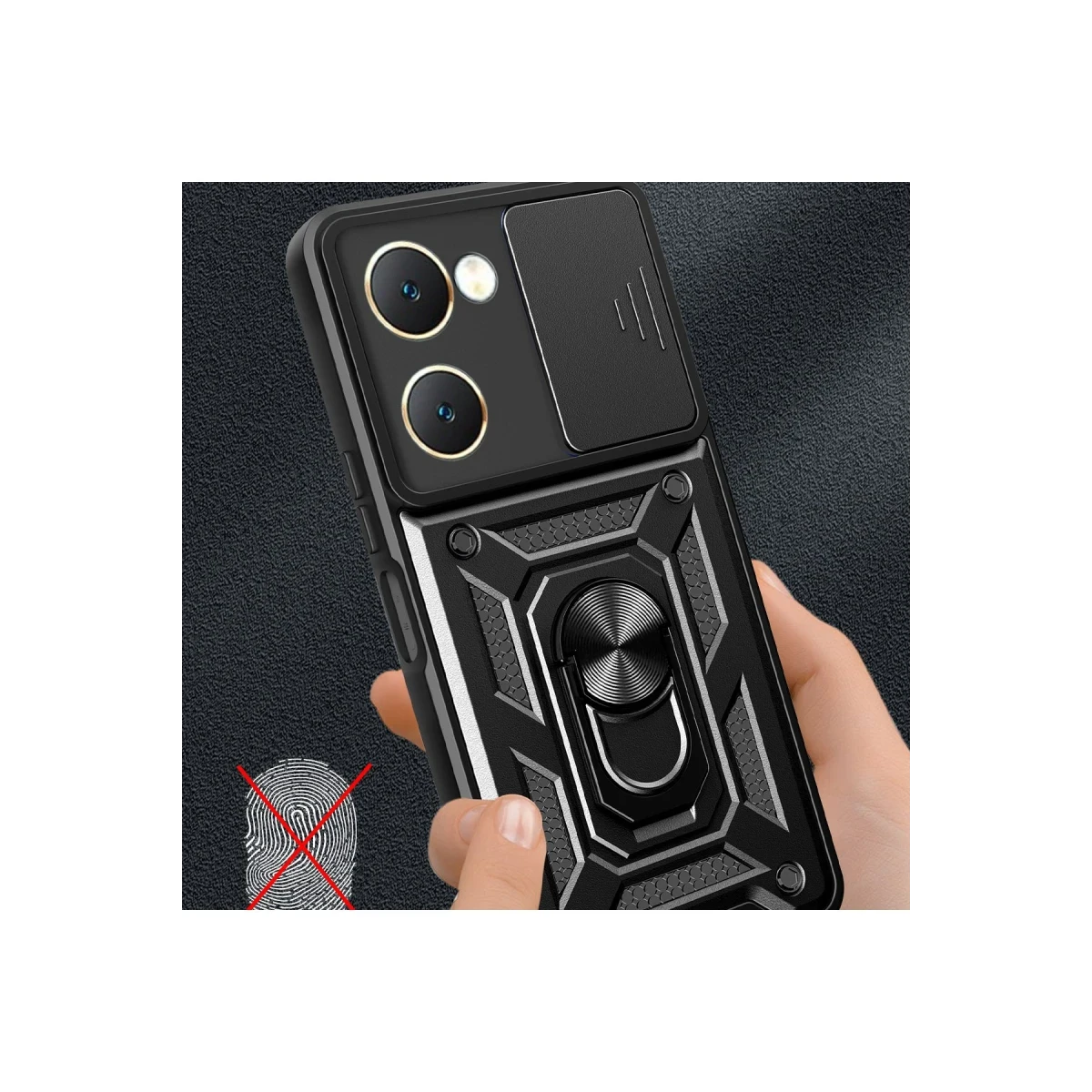 Newface Vivo Y18 Kılıf Pars Lens Yüzüklü Silikon - Siyah — görsel 6