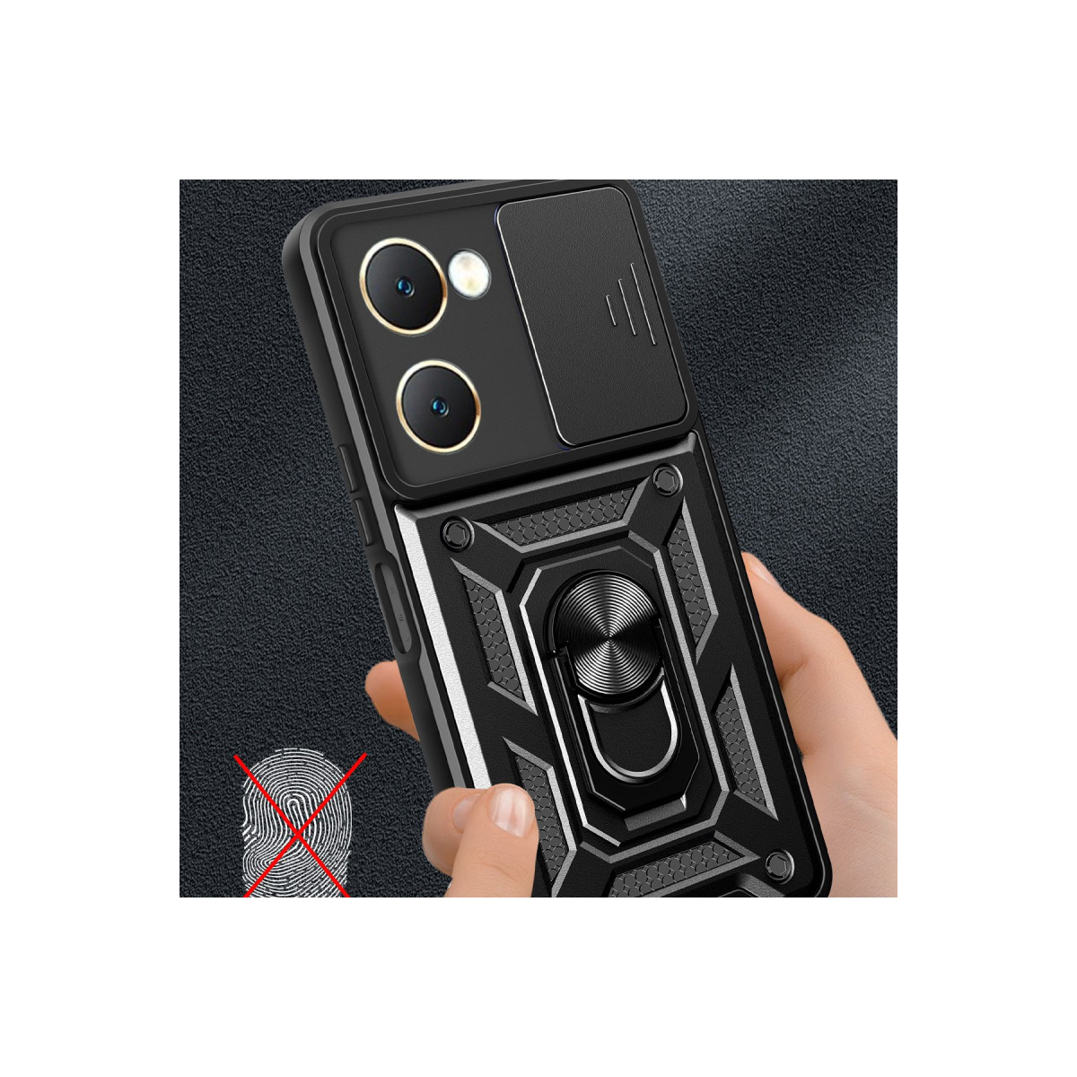 Newface Vivo Y18 Kılıf Pars Lens Yüzüklü Silikon - Siyah — görsel 9