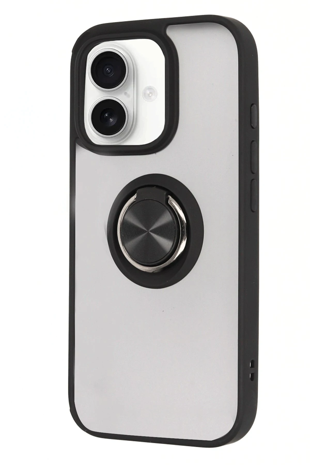 Newface iPhone 16 Kılıf Montreal Yüzüklü Silikon Kapak - Siyah