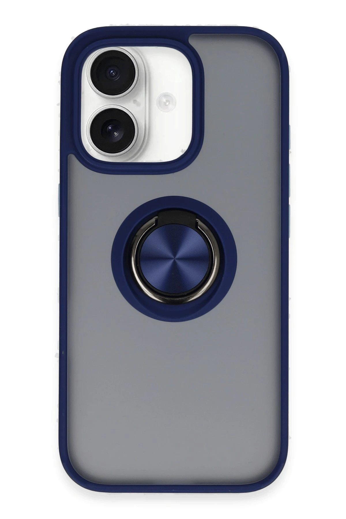 Newface iPhone 16 Kılıf Montreal Yüzüklü Silikon Kapak - Lacivert