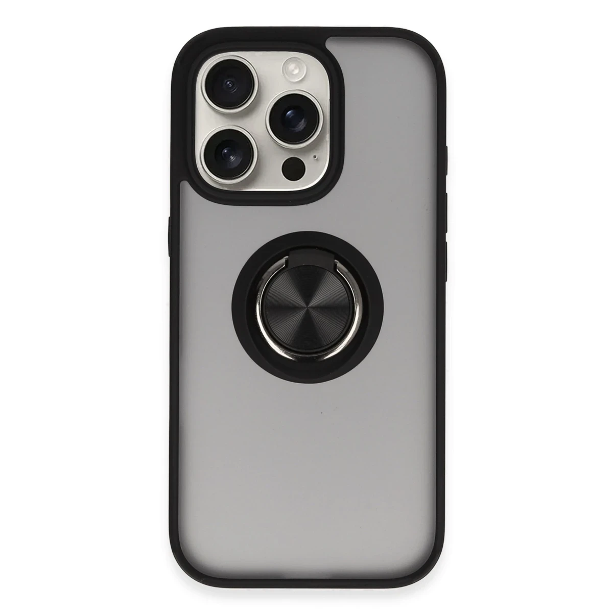 Newface Apple iPhone 16 Pro Kılıf Montreal Yüzüklü Silikon Kapak - Siyah — görsel 4