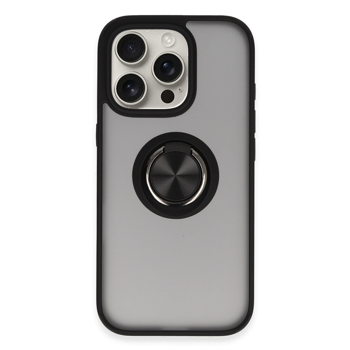 Newface Apple iPhone 16 Pro Kılıf Montreal Yüzüklü Silikon Kapak - Siyah — görsel 7