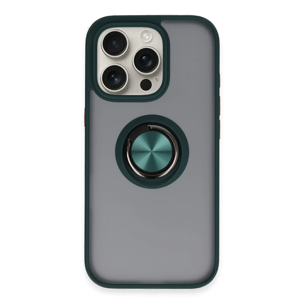 Newface Apple iPhone 16 Pro Max Kılıf Montreal Yüzüklü Silikon Kapak - Yeşil