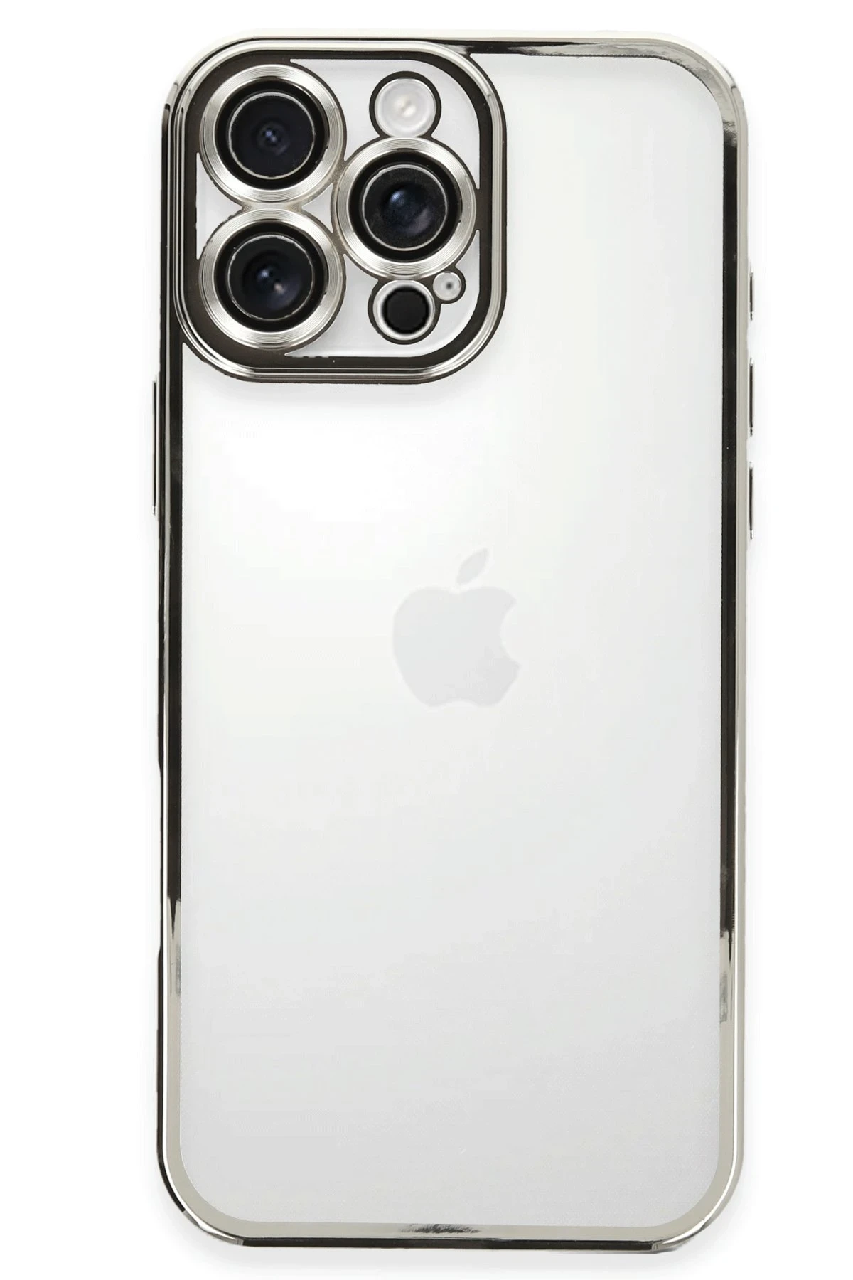 Newface iPhone 16 Pro Max Kılıf Razer Lensli Silikon - Gümüş