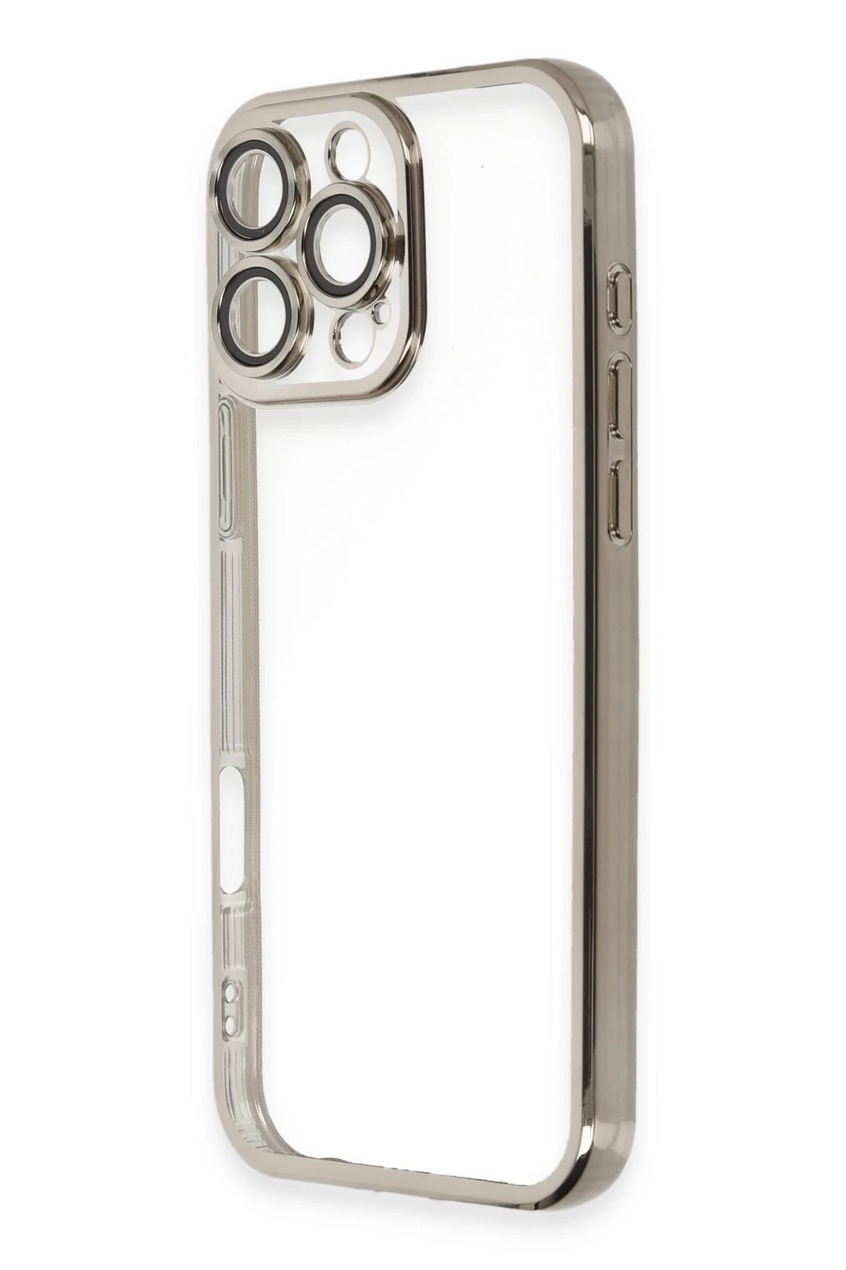 Newface iPhone 16 Pro Max Kılıf Razer Lensli Silikon - Titanyum Gri