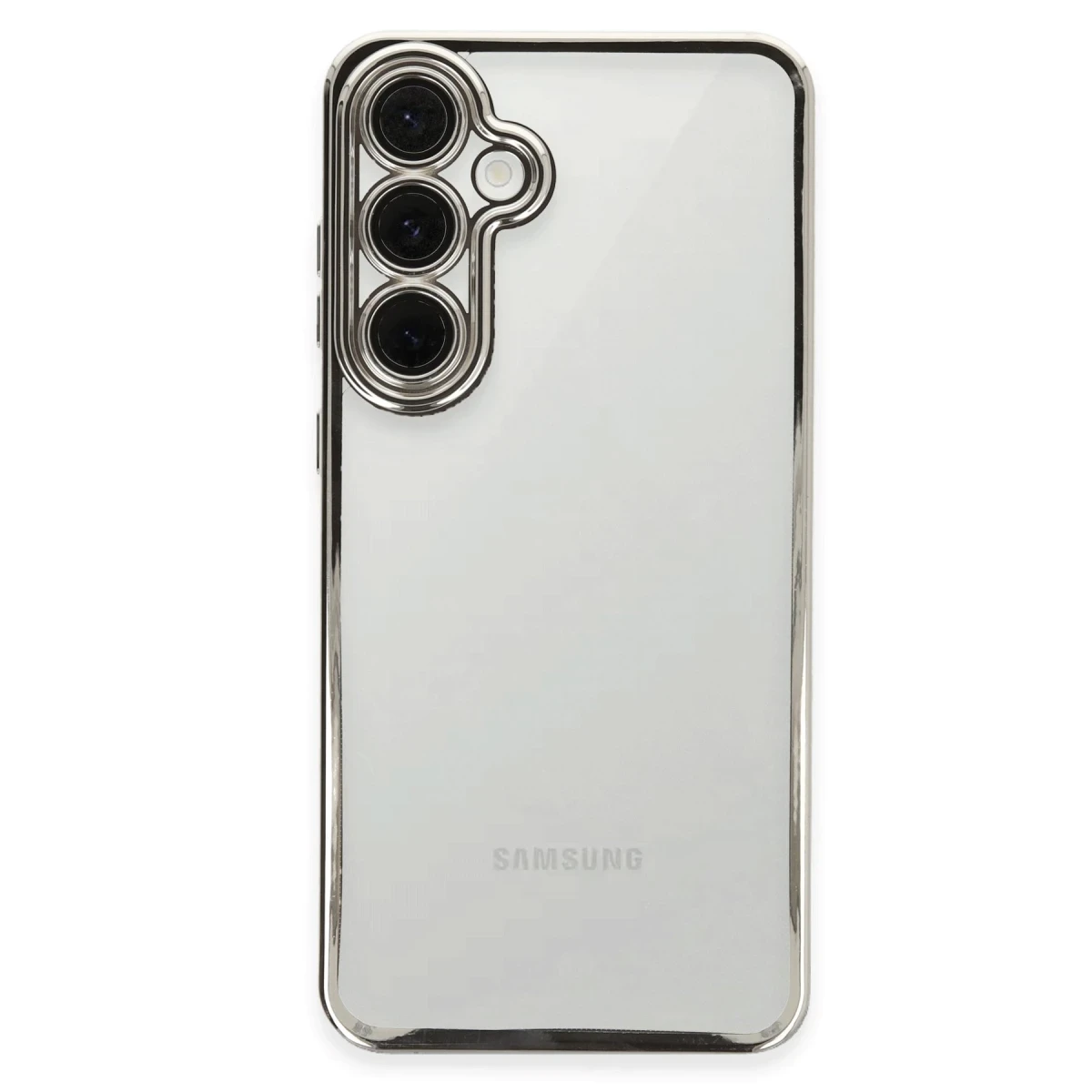 Newface Samsung Galaxy S24 FE Kılıf Razer Lensli Silikon - Gümüş